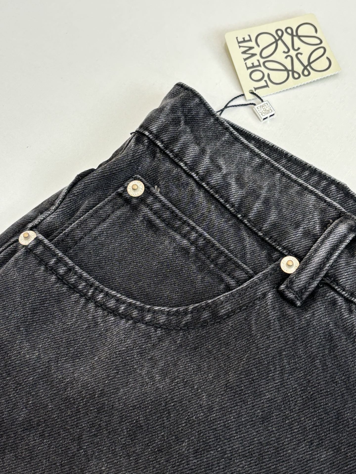 Loewe Anagram Embroidered Washed Distressed Jeans