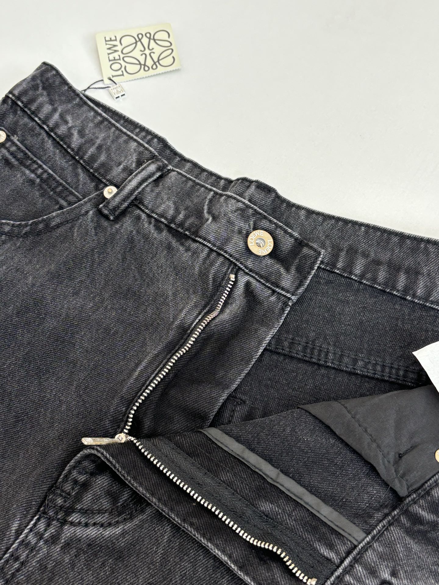 Loewe Anagram Embroidered Washed Distressed Jeans