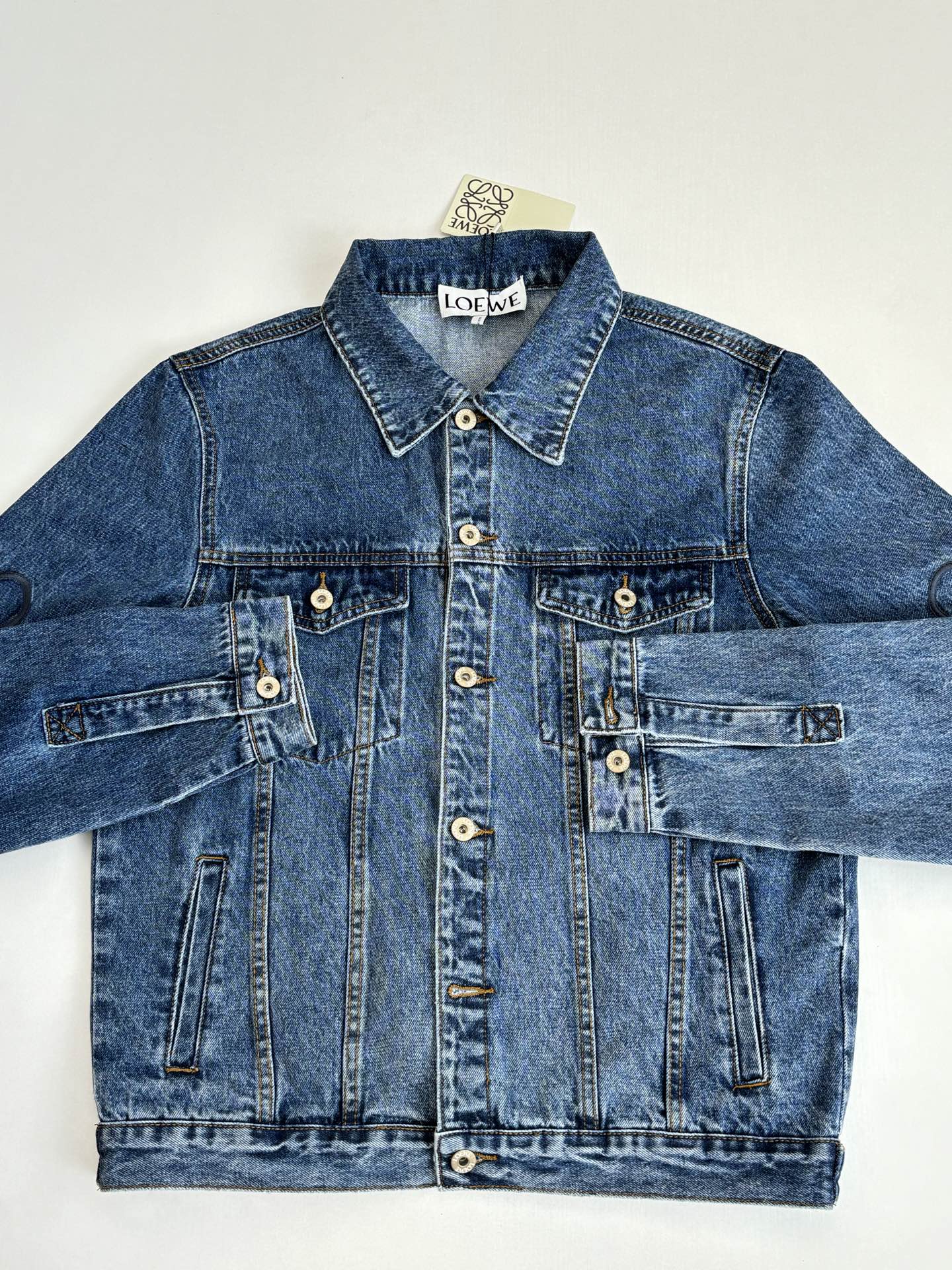 Loewe Embroidered Washed Distressed Denim Jacket