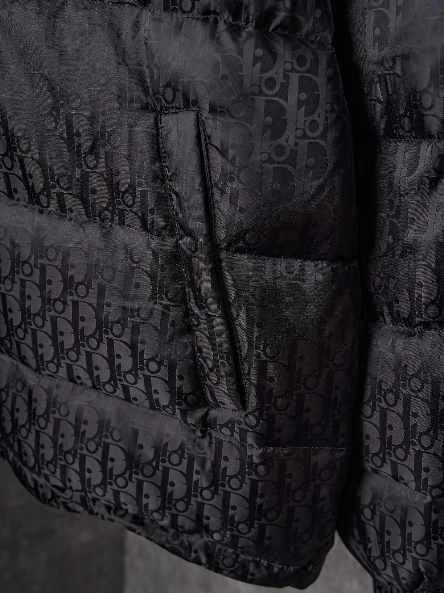 Dior Full Print Jacquard Stand Collar Puffer Jacket