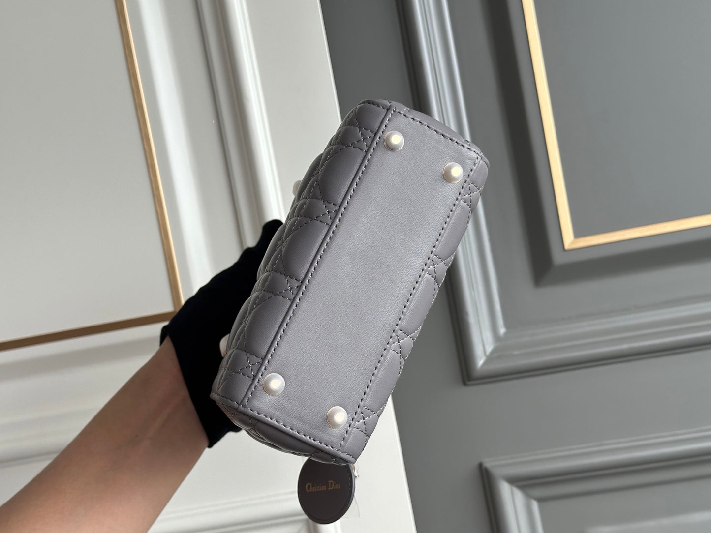 Dior Lady Dior Three-Grid Lambskin Shoulder Bag