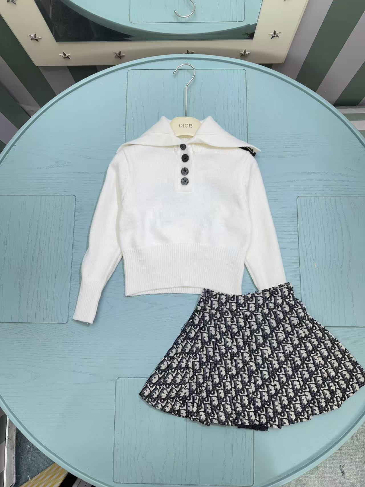 Dior Girl's Knitted Jacket and Skirt Set – Kids Collection – 2025SS