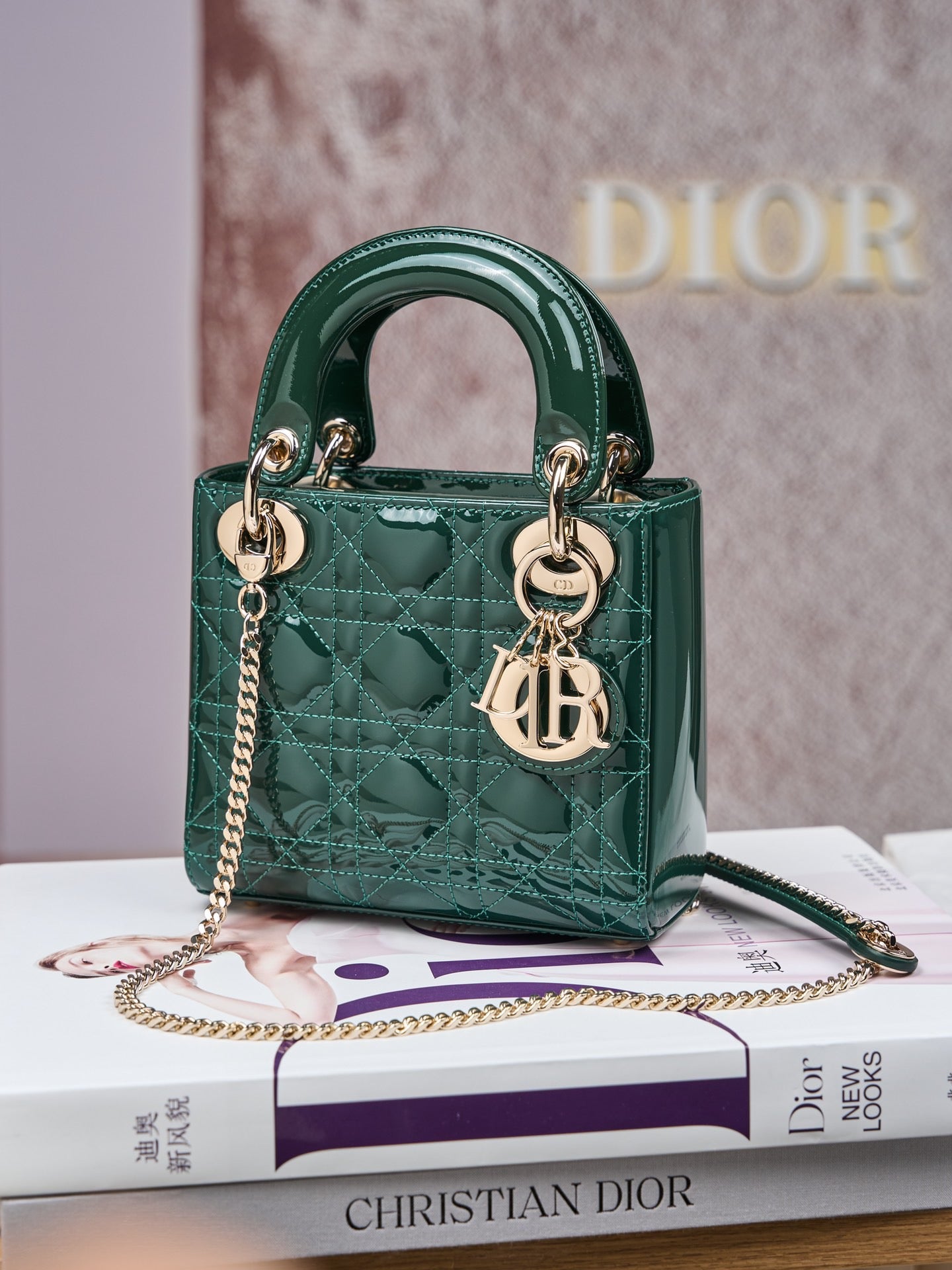 Dior Lady Dior Mini Patent Crossbody Bag