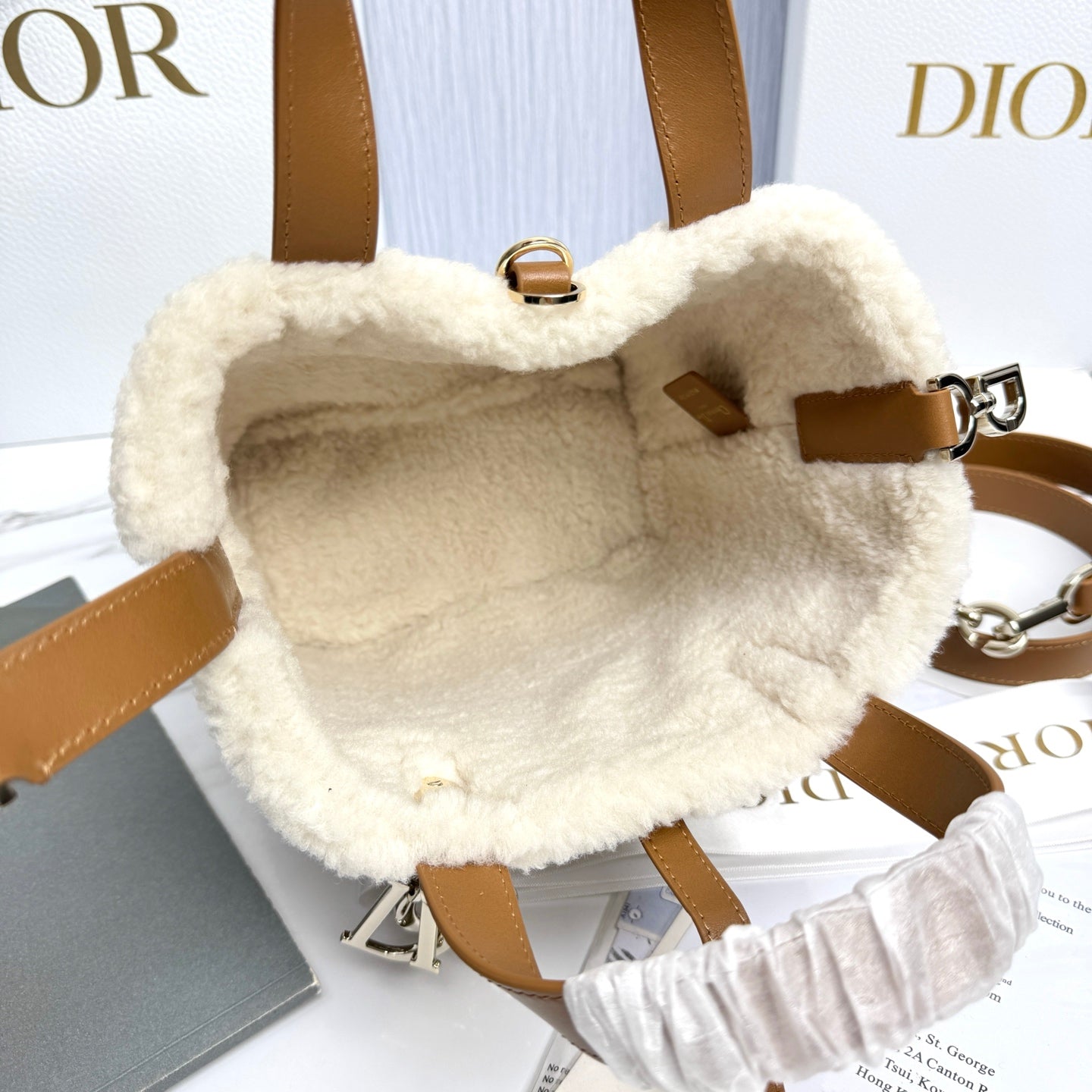 Dior Small Toujours Vertical Shearling Handbag