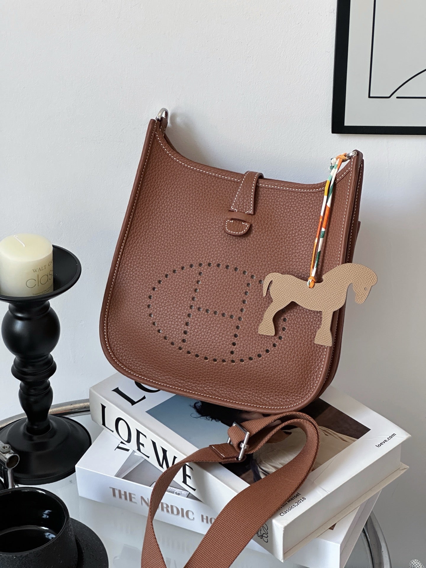 Hermès Clemence Leather 23cm Handbag – Gold Hardware