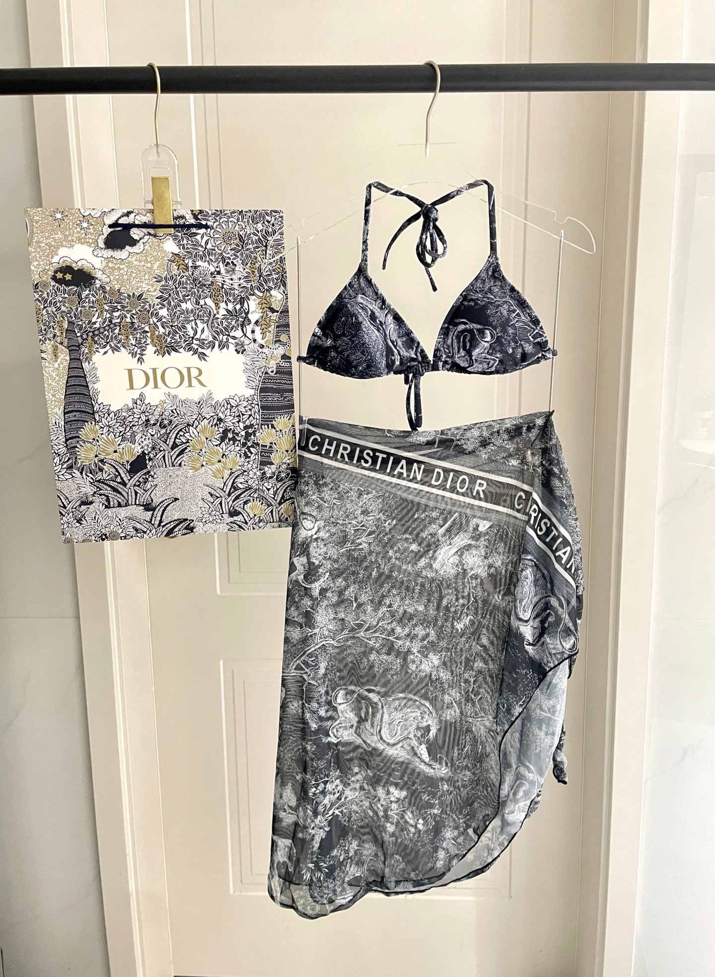 Dior New Collection Animal Print Three-Piece Swimwear Set