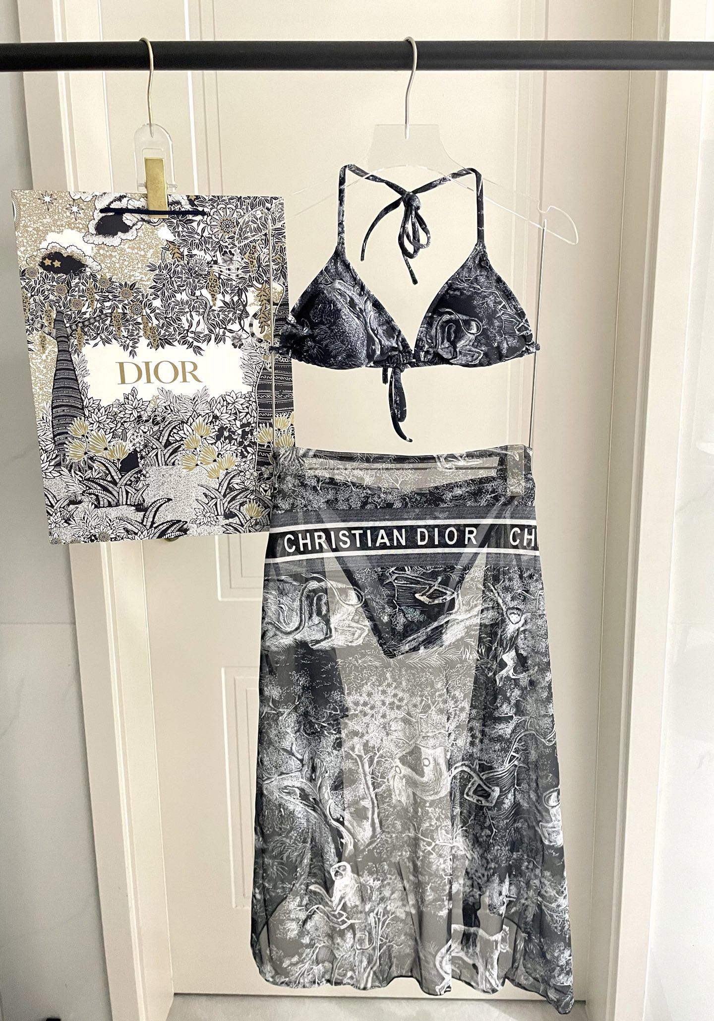 Dior New Collection Animal Print Three-Piece Swimwear Set