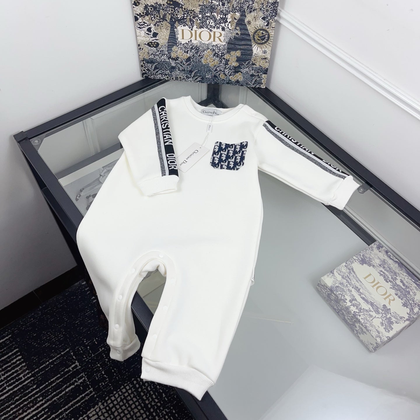 Dior Oblique Embroidery Infant Romper – Kids Collection