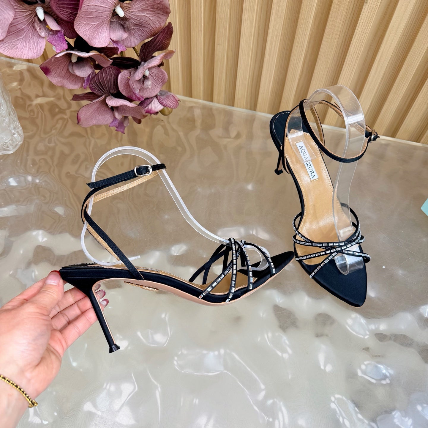 Aquazzura Rhinestone Strap Heeled Sandals – Spring/Summer Collection – 2026SS