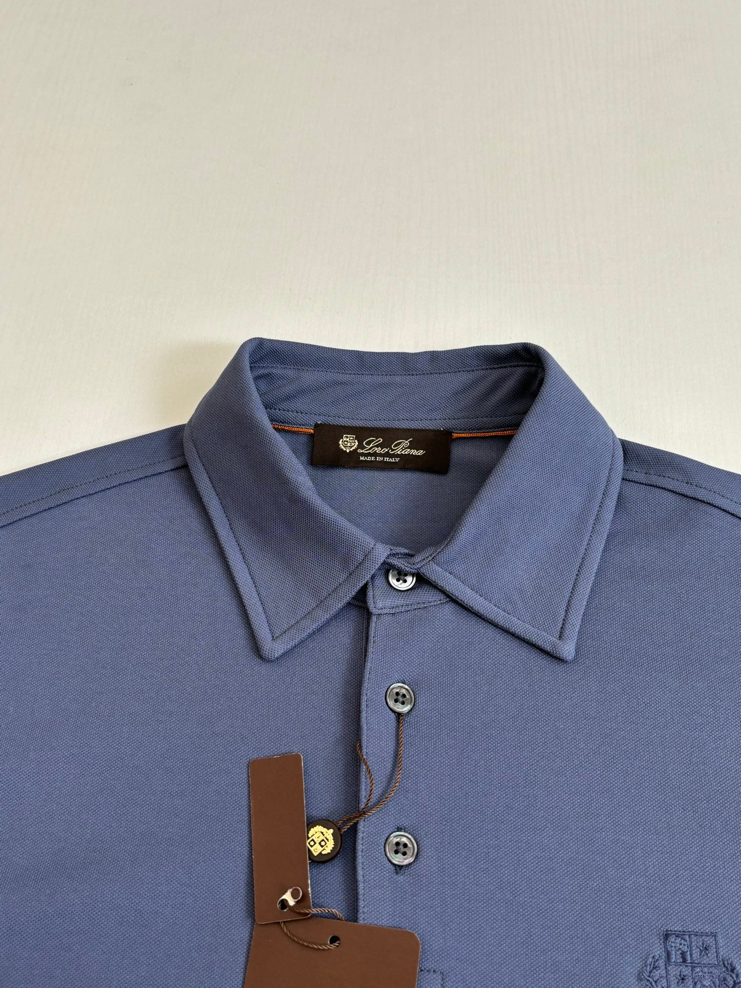 Loro Piana LP Logo Embroidered Pique Cotton Polo Shirt