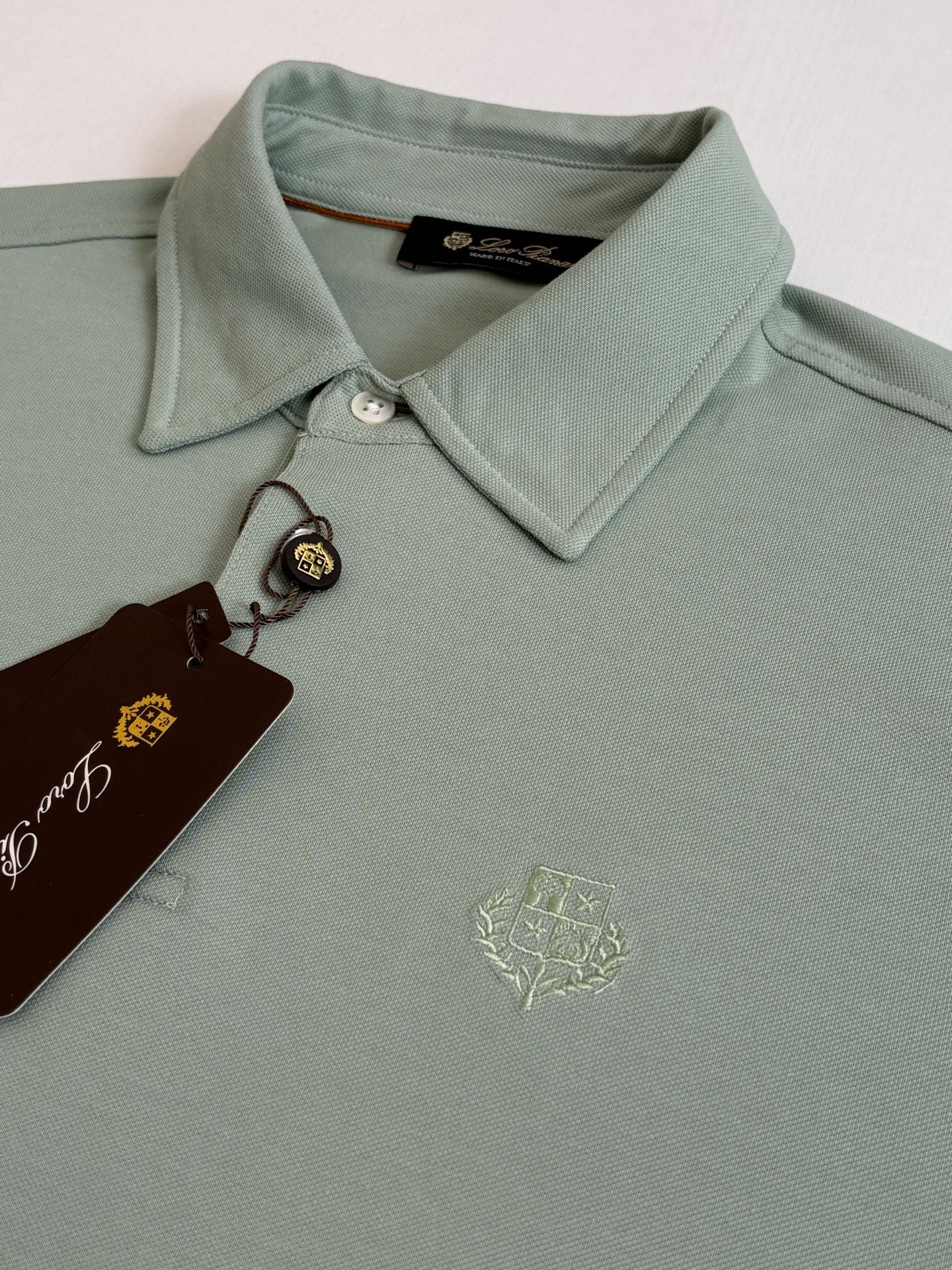 Loro Piana LP Logo Embroidered Pique Cotton Polo Shirt