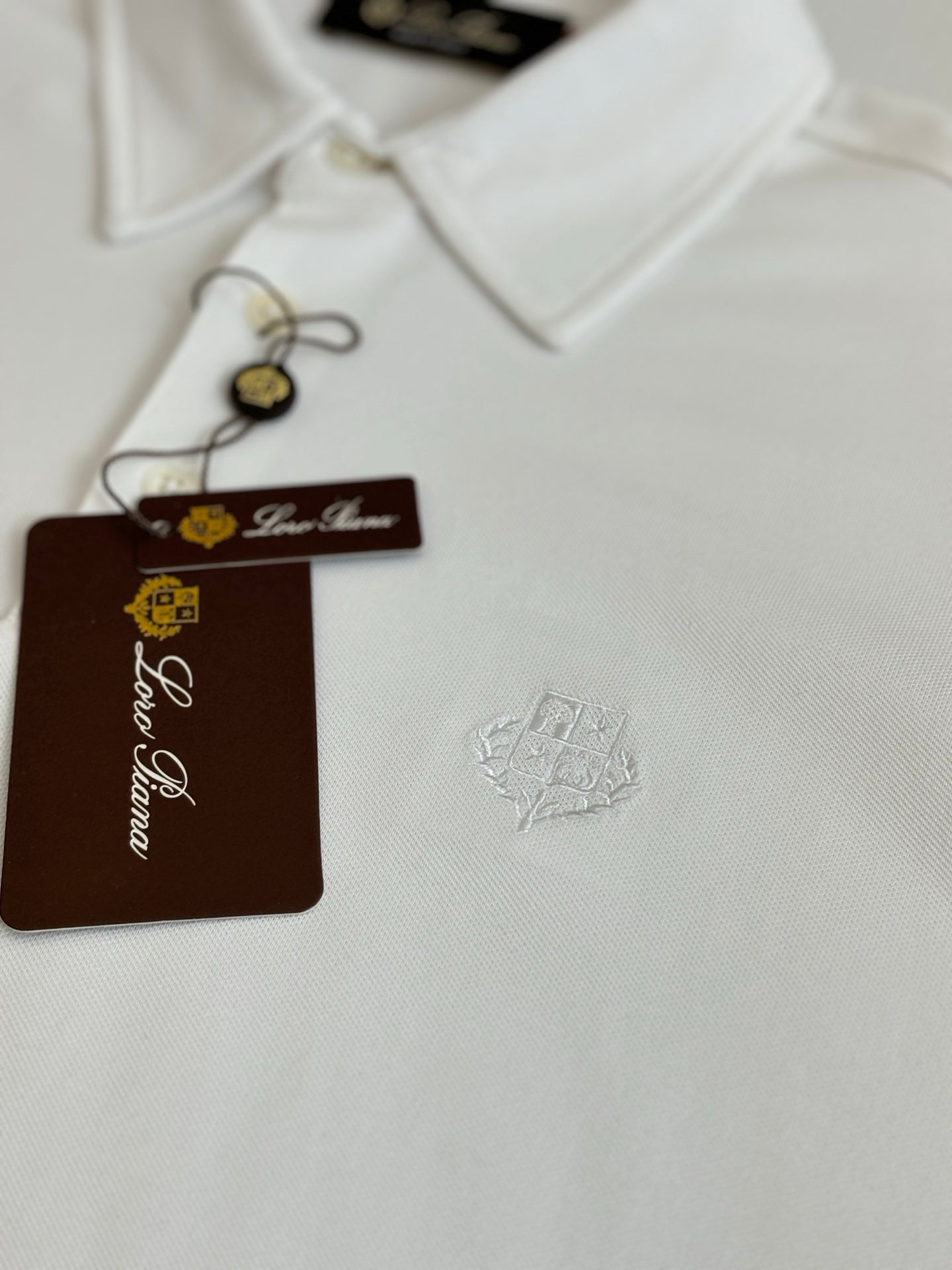 Loro Piana LP Logo Embroidered Piqué Cotton Polo Shirt