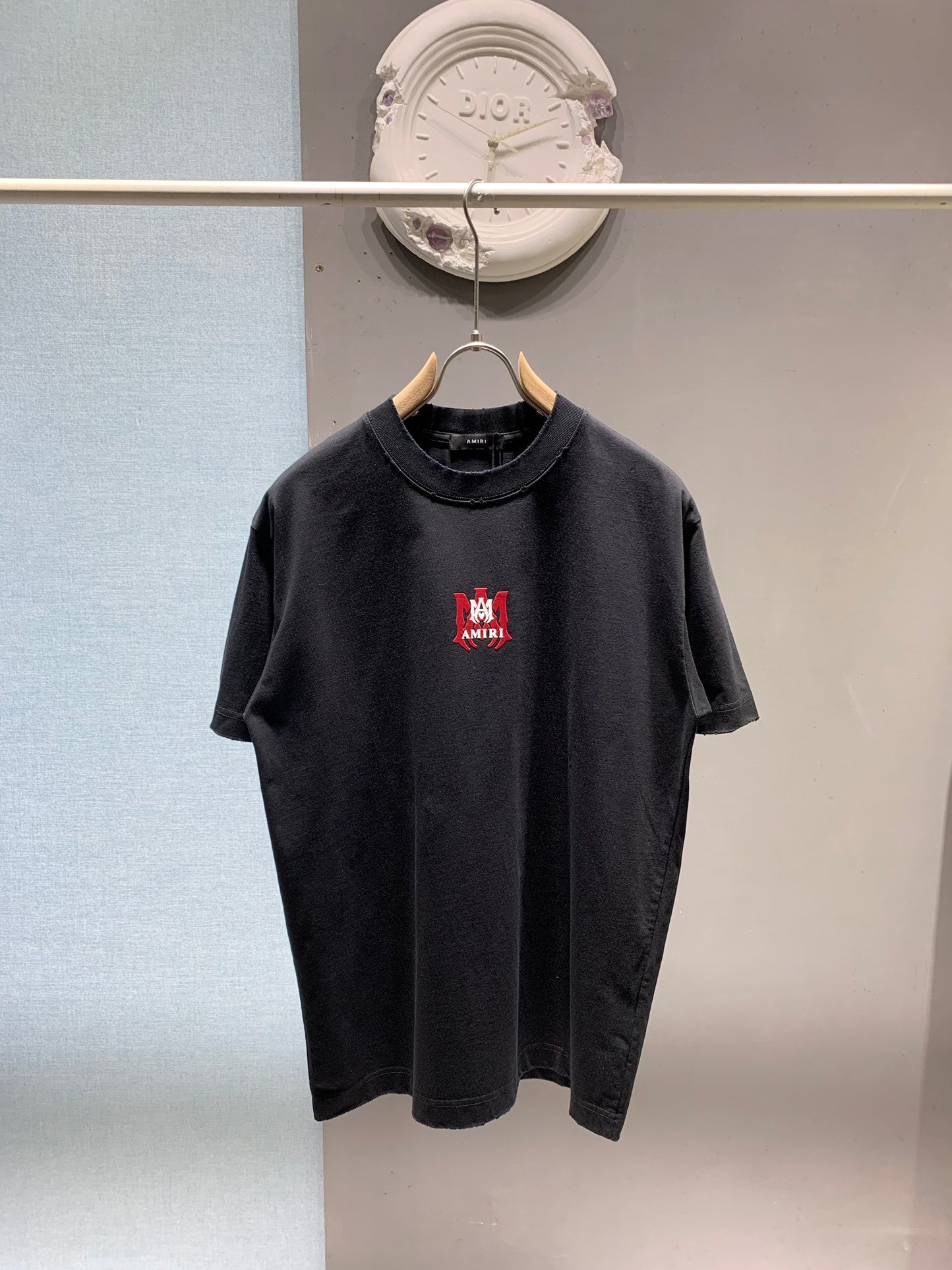Amiri Washed Distressed Flocked Logo T-Shirt
