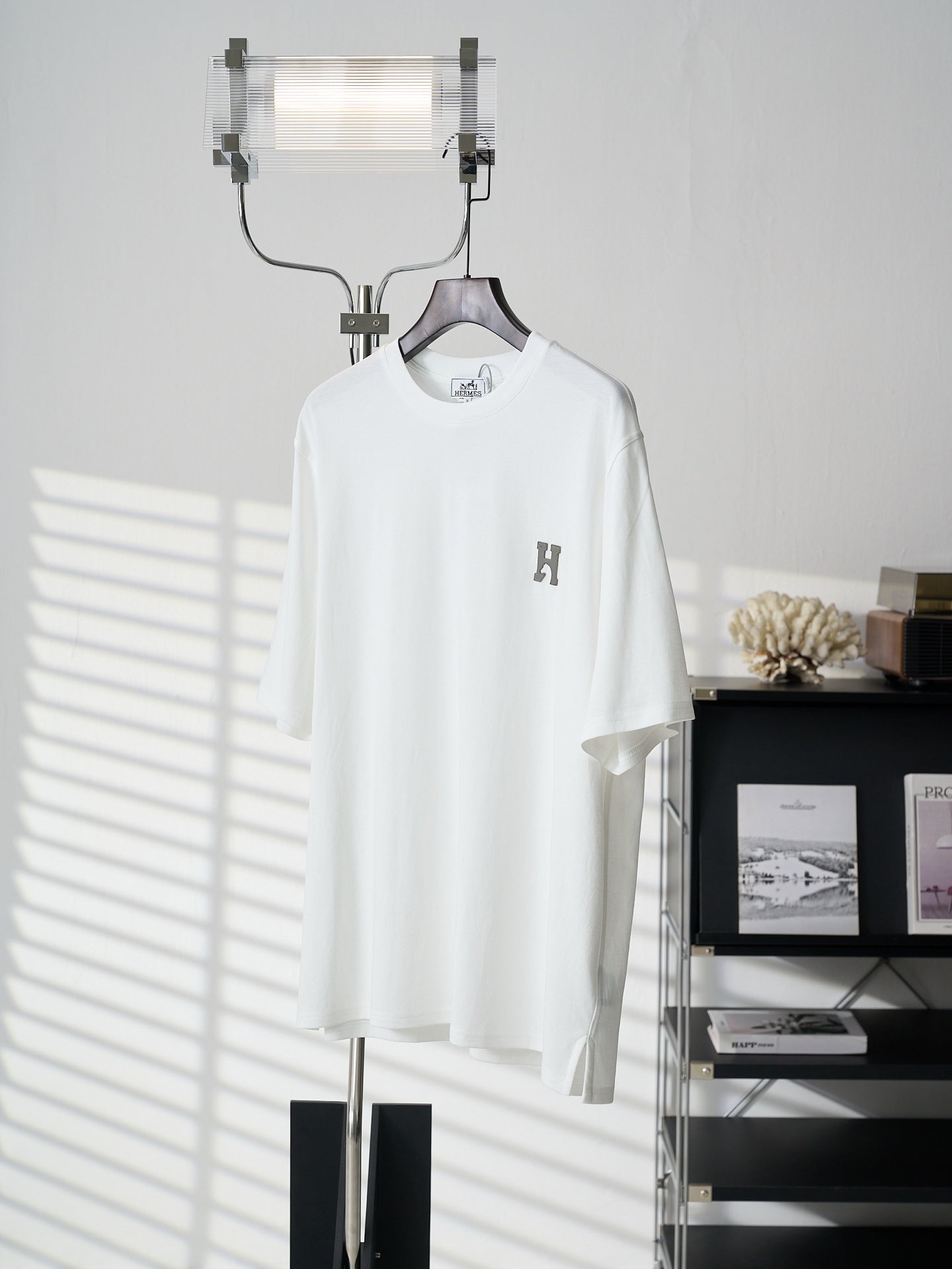Hermès Leather Patch Cotton Crewneck T-Shirt
