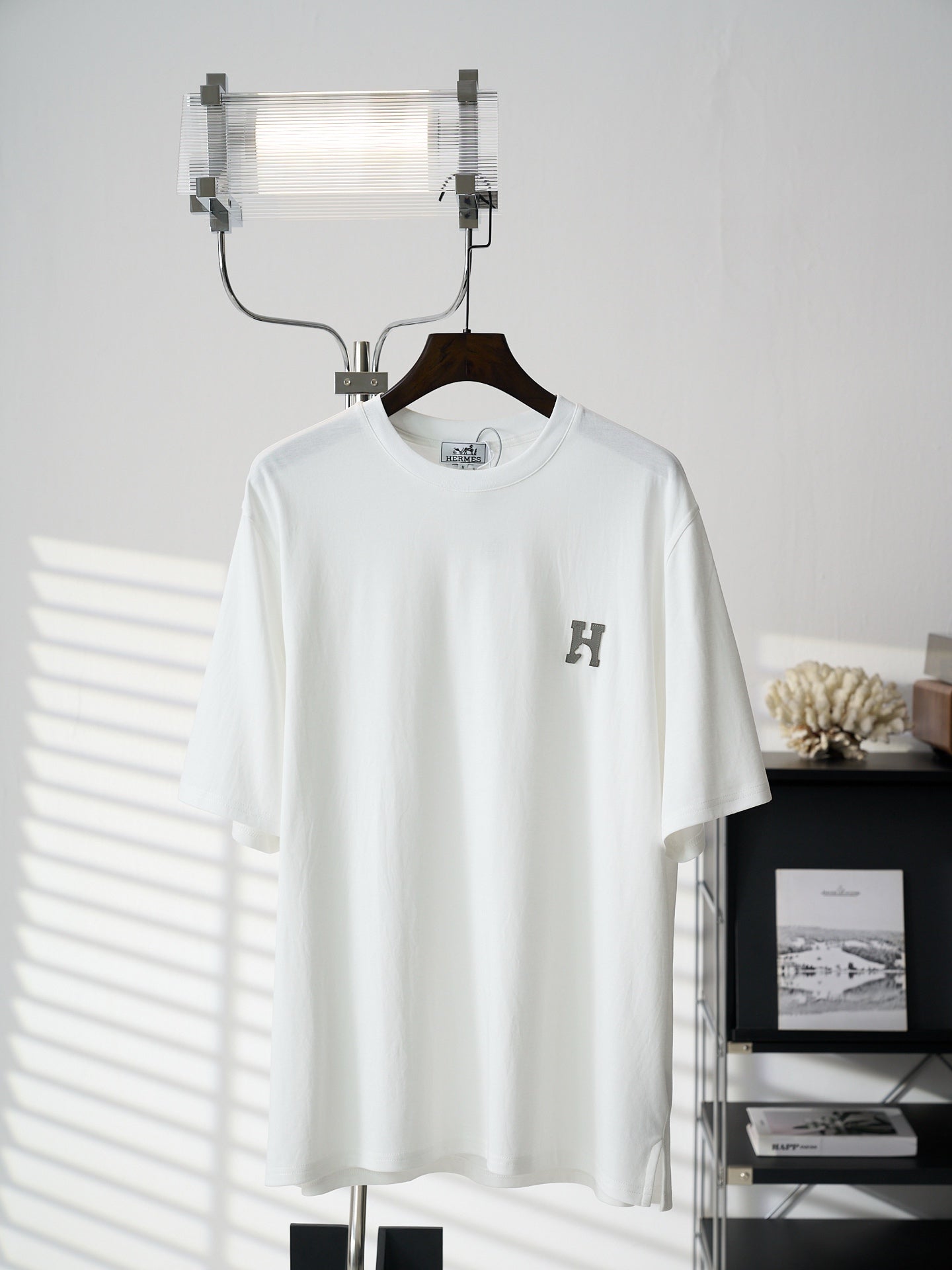 Hermès Leather Patch Cotton Crewneck T-Shirt