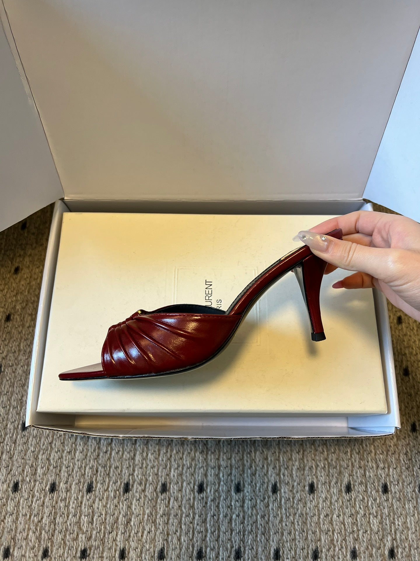 Saint Laurent Pleated Pointed-Toe Mules – 26SS