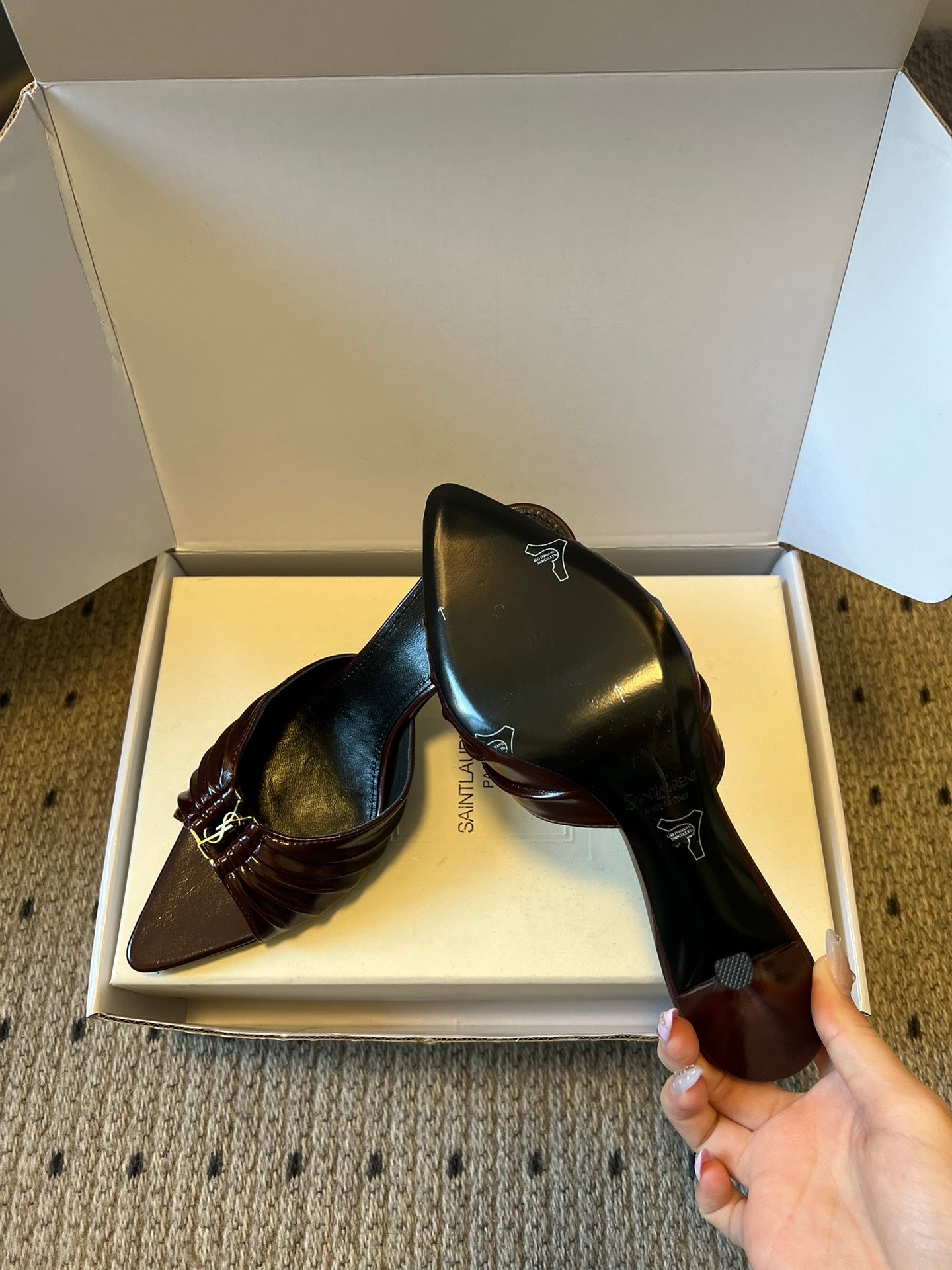Saint Laurent Pleated Pointed-Toe Mules – 26SS
