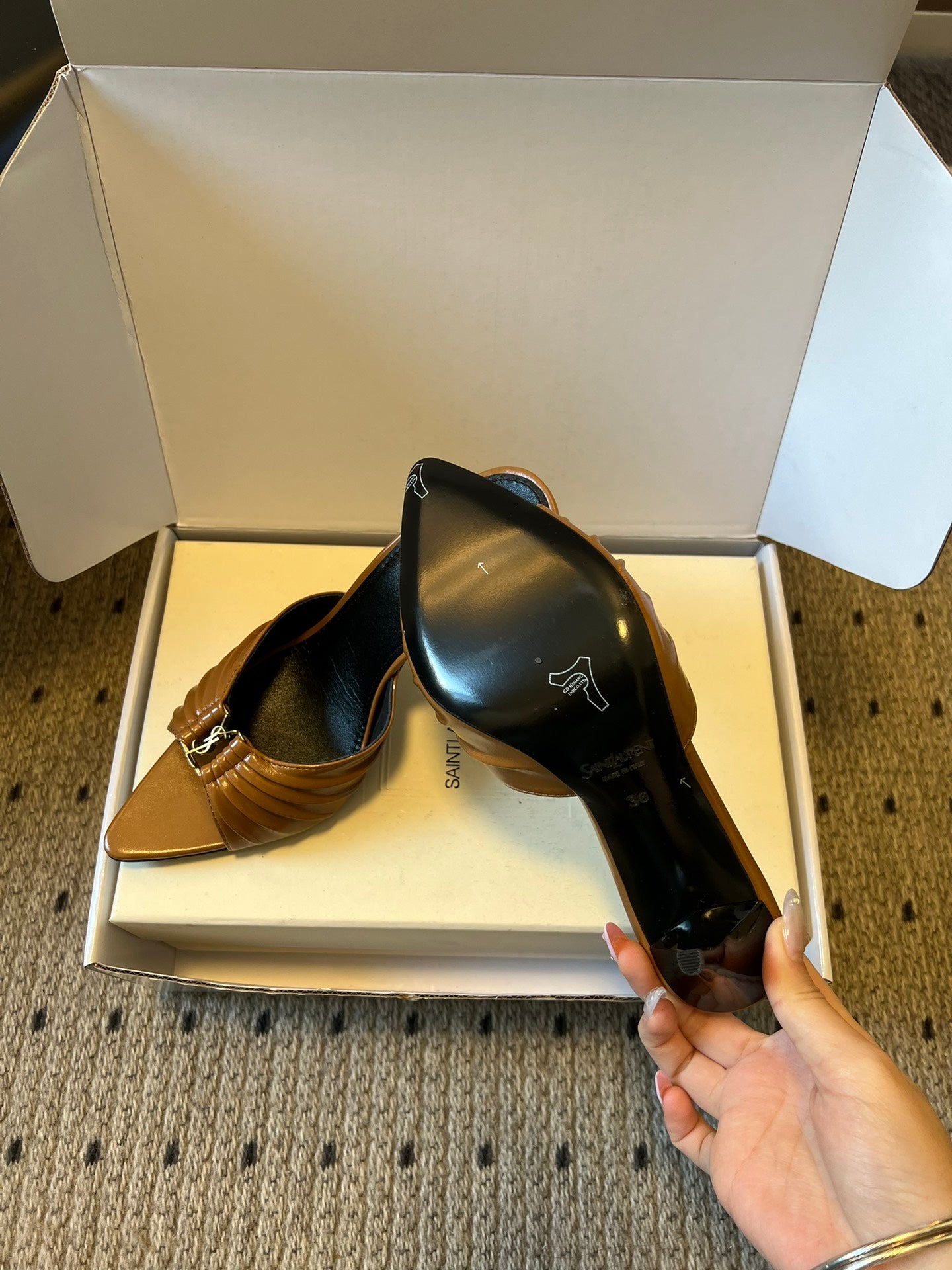 Saint Laurent Ruched Leather Mules – 26SS