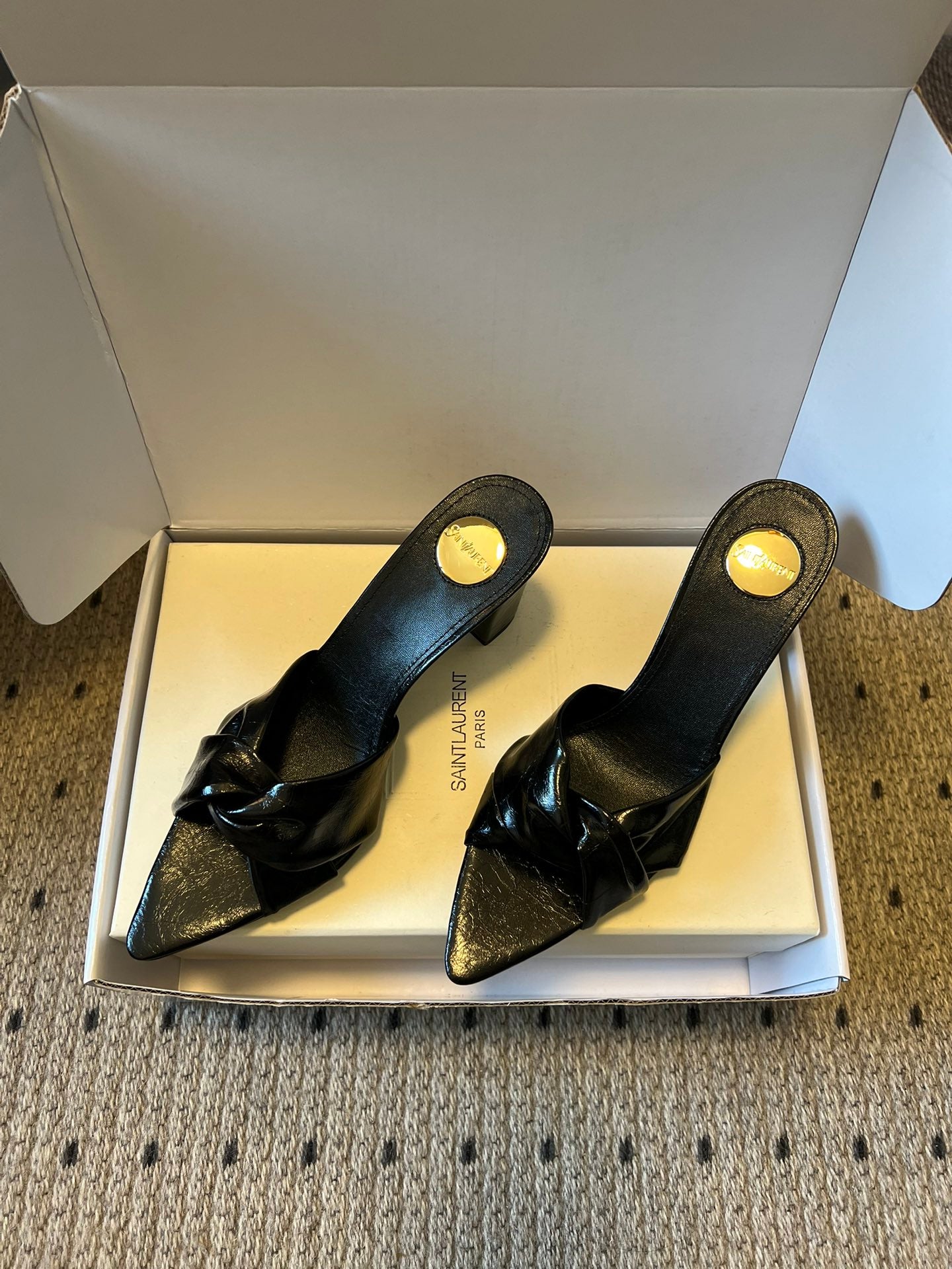 Saint Laurent Knotted Leather Mules – 26SS