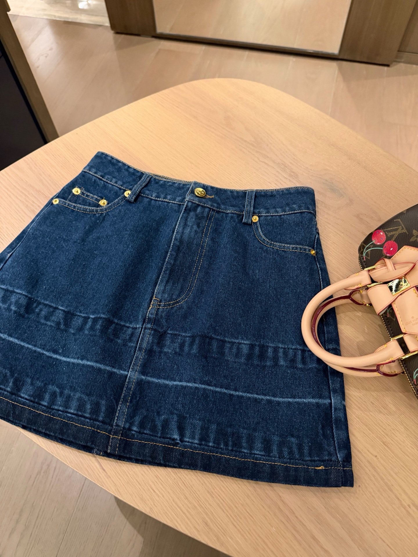 Valentino V-Logo Vintage Washed Denim Skirt