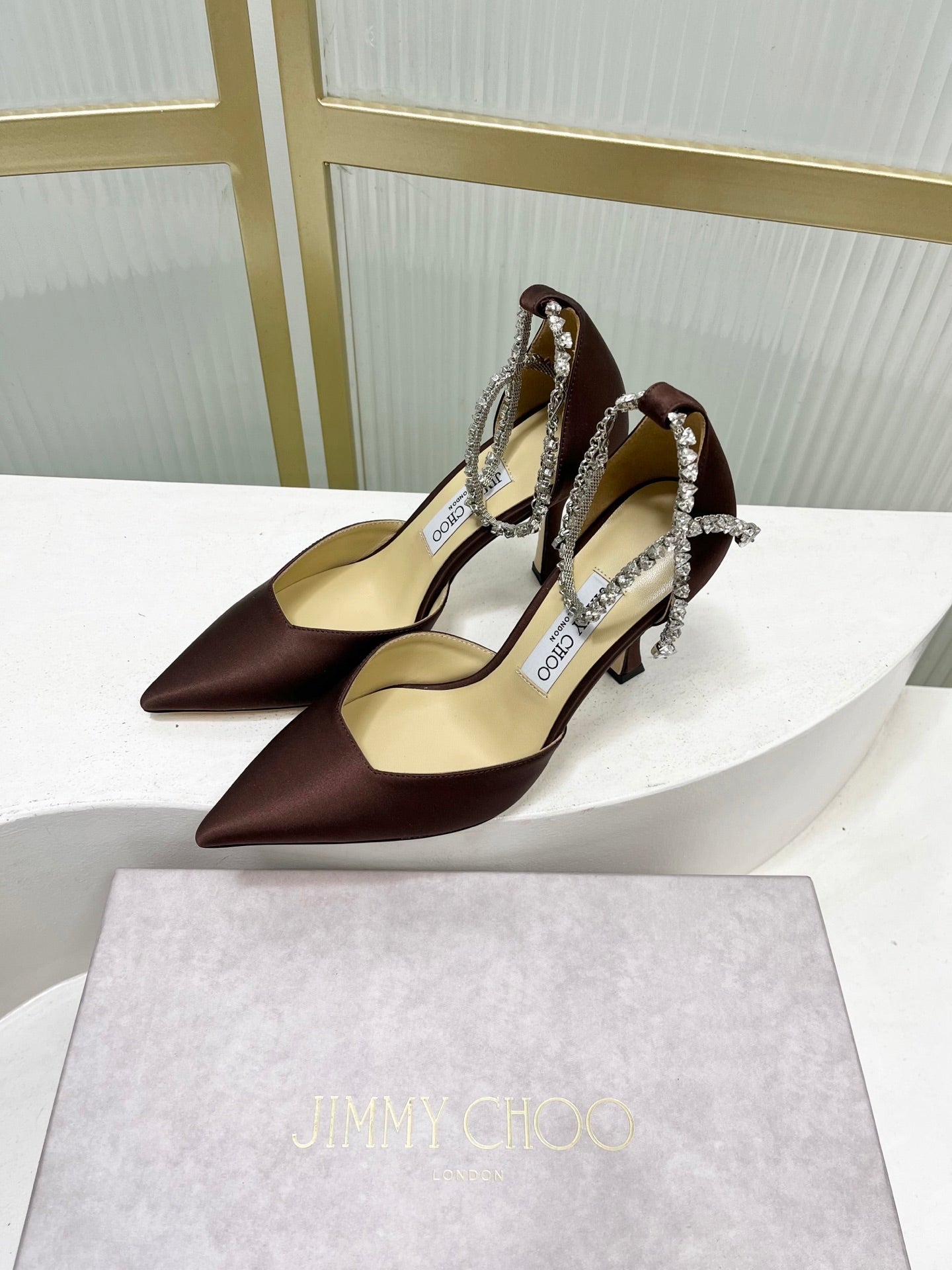 Jimmy Choo Stevie 100 Satin Bow Heels