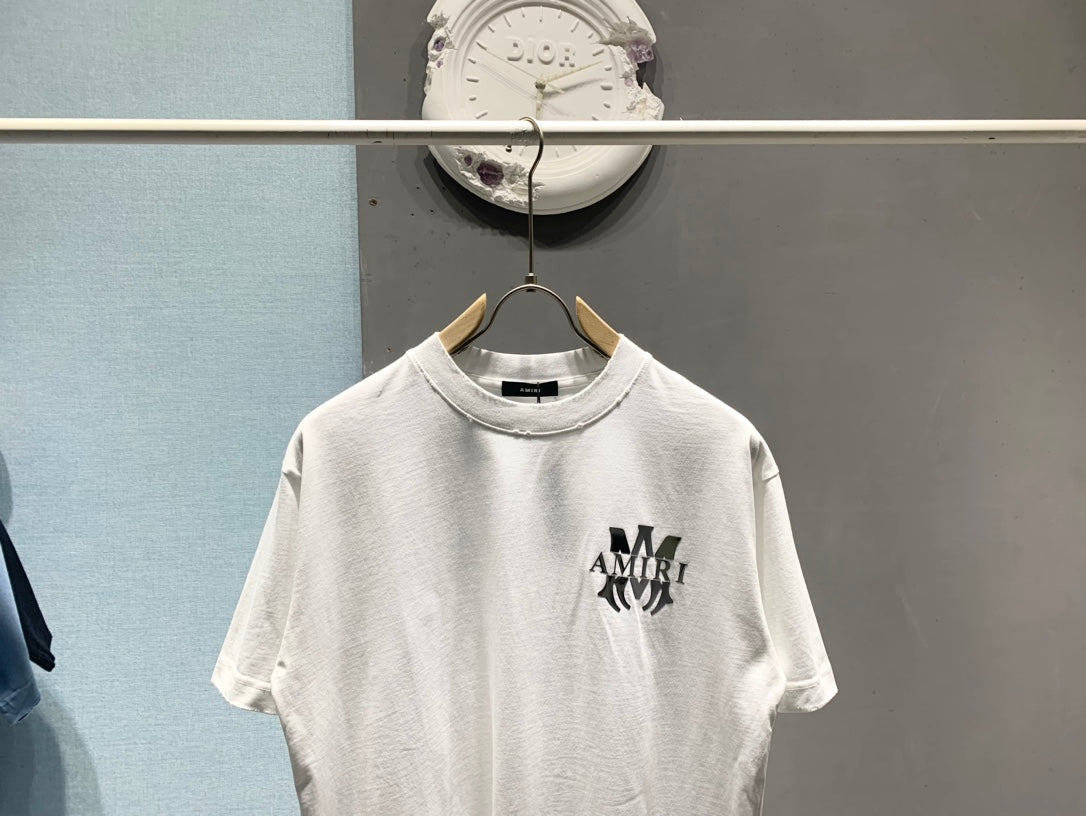 Amiri Laser-Cut Logo Distressed T-Shirt