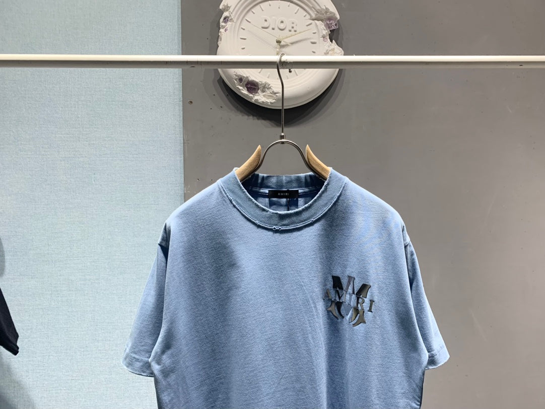 Amiri Laser-Cut Logo Distressed T-Shirt