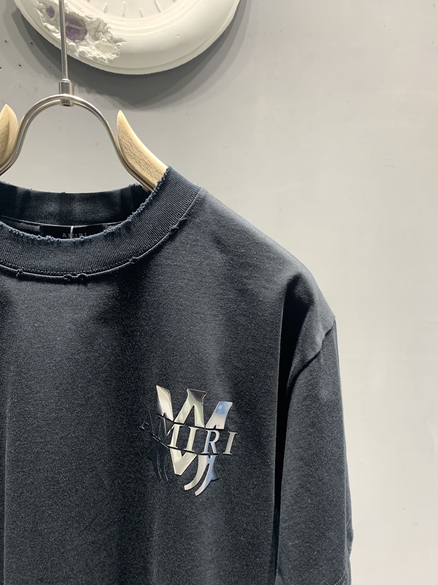 Amiri Laser-Cut Logo Distressed T-Shirt