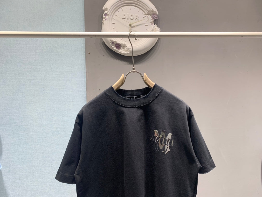 Amiri Laser-Cut Logo Distressed T-Shirt