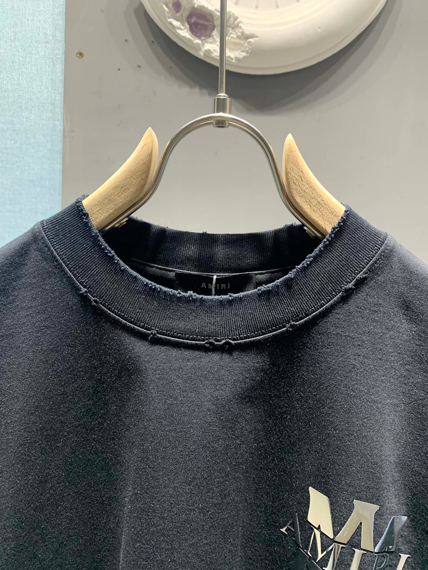 Amiri Laser-Cut Logo Distressed T-Shirt