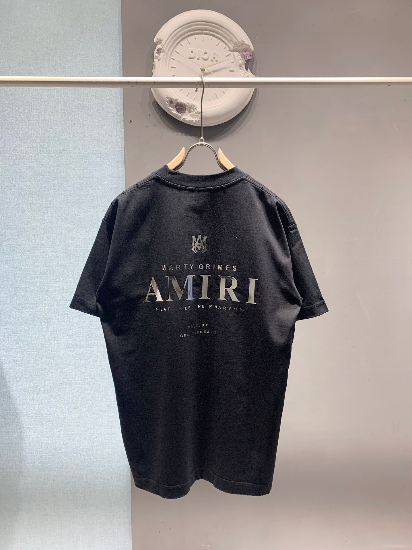 Amiri Laser-Cut Logo Distressed T-Shirt