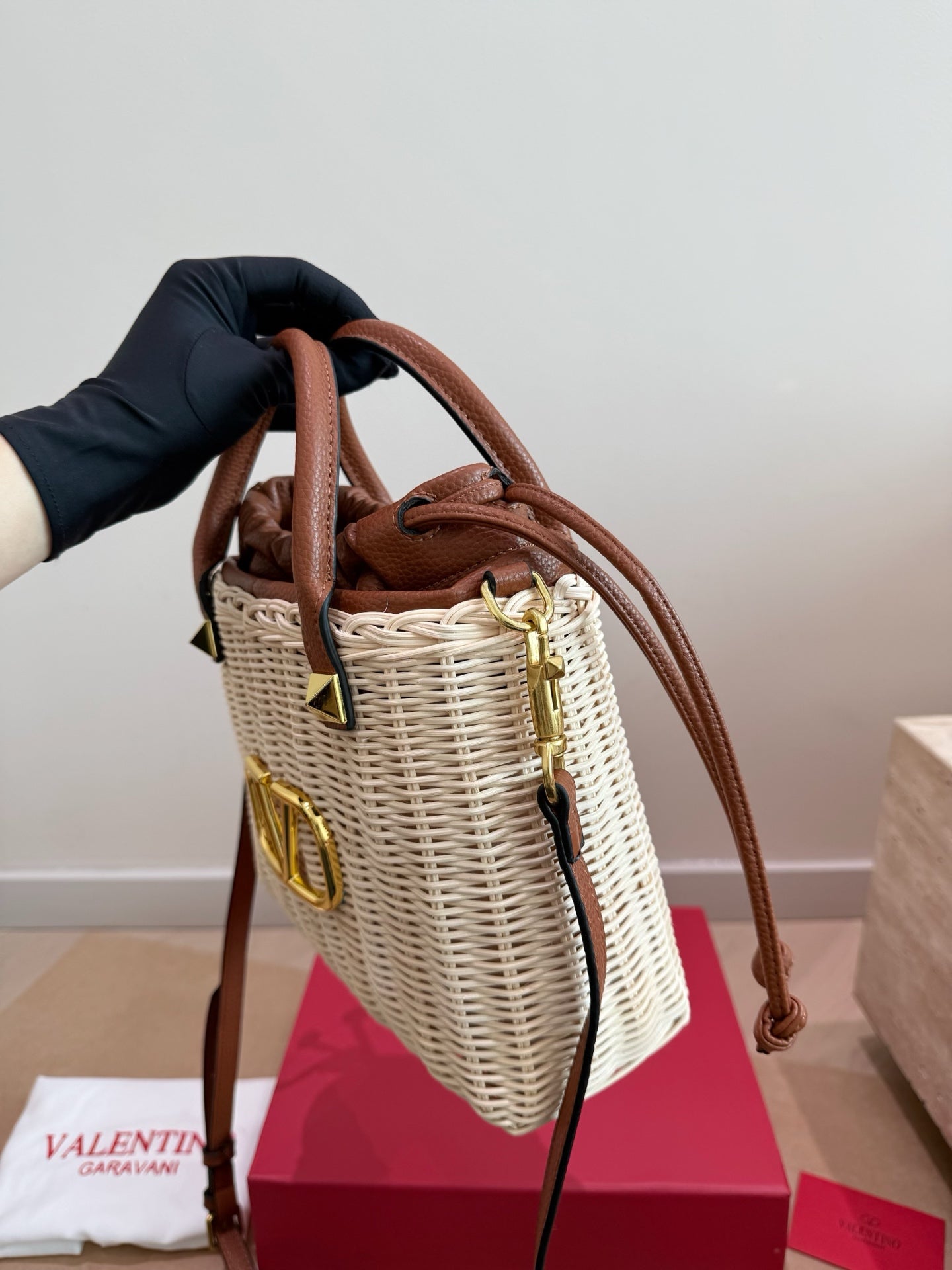 Valentino Loco Straw Shoulder Bag