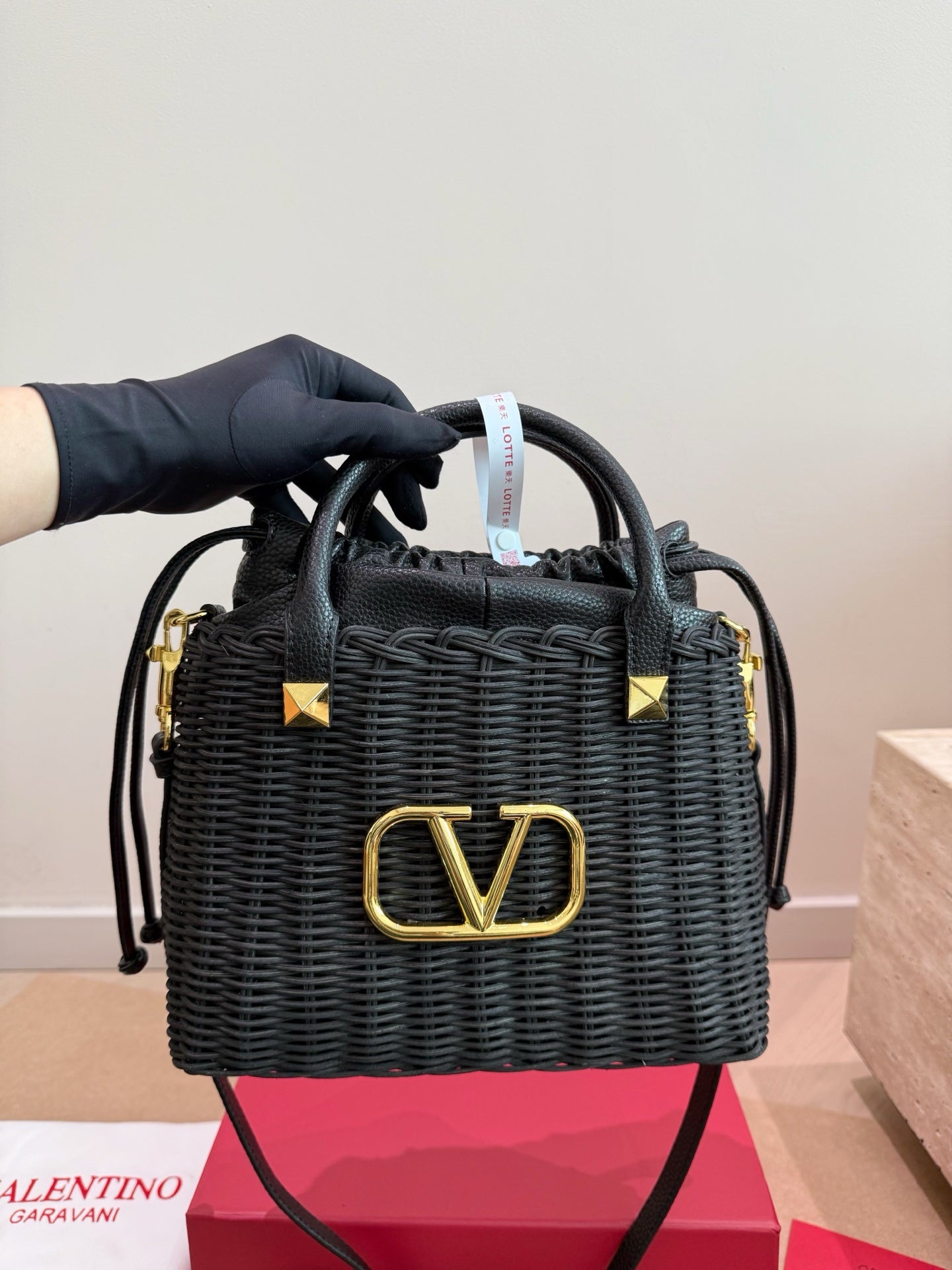 Valentino Loco Straw Shoulder Bag