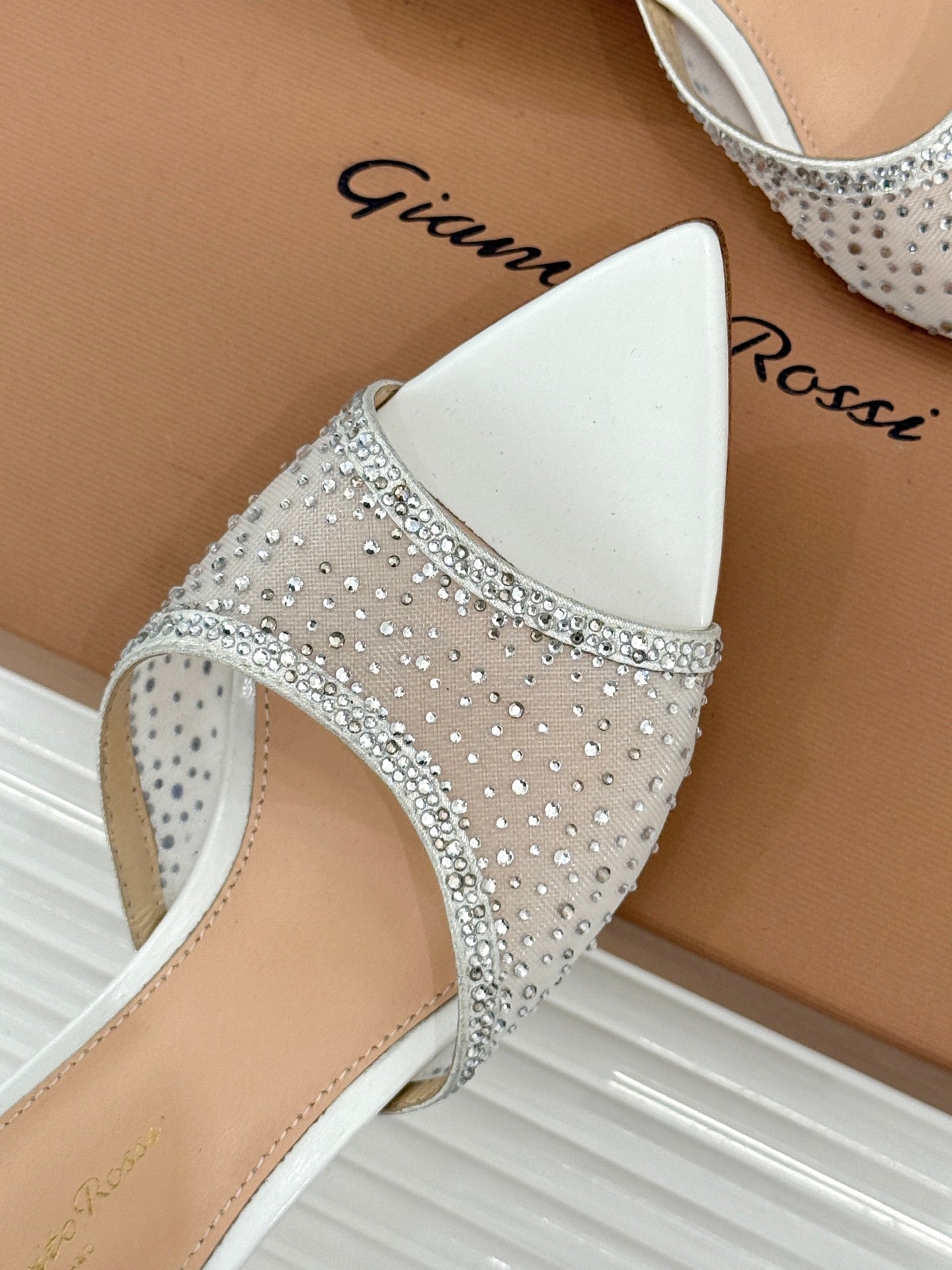 Gianvito Rossi Mesh Rhinestone Pointed-Toe Mules – 26WF