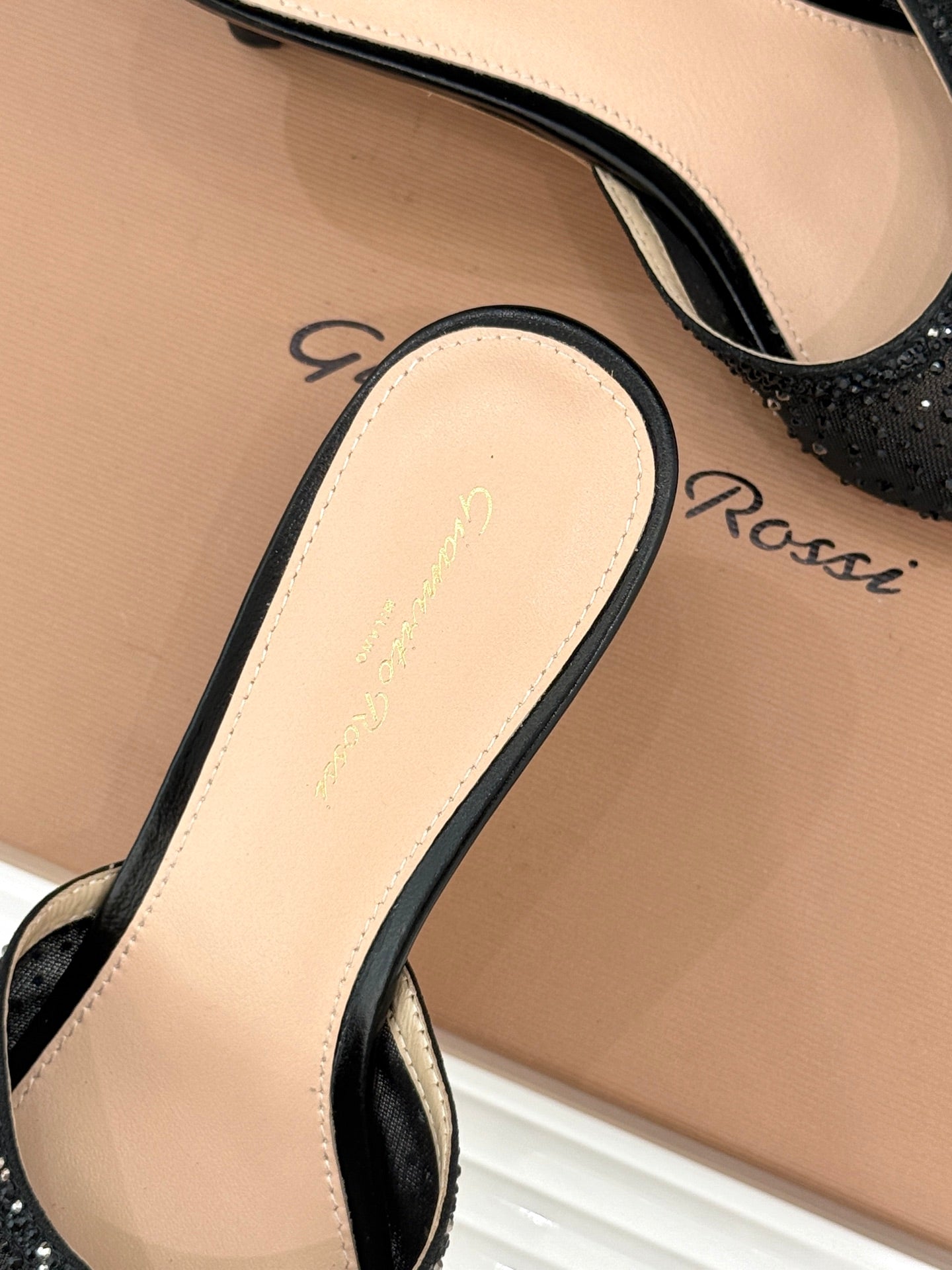 Gianvito Rossi Mesh Rhinestone Pointed-Toe Mules – 26WF