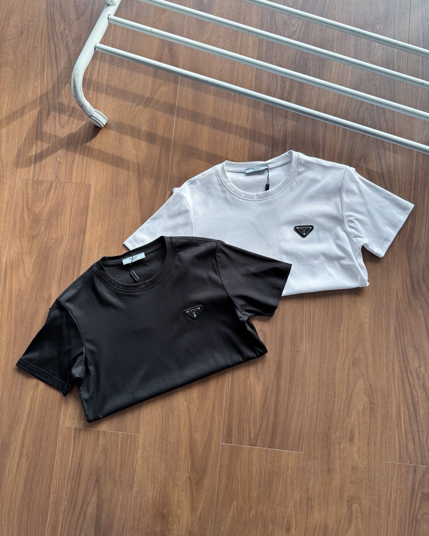 Prada Embroidered Logo Mercerized Cotton T-Shirt