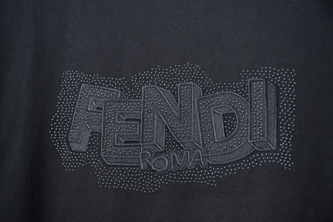 Fendi Embroidered Logo Rhinestone T-Shirt – 26SS Early Spring Collection