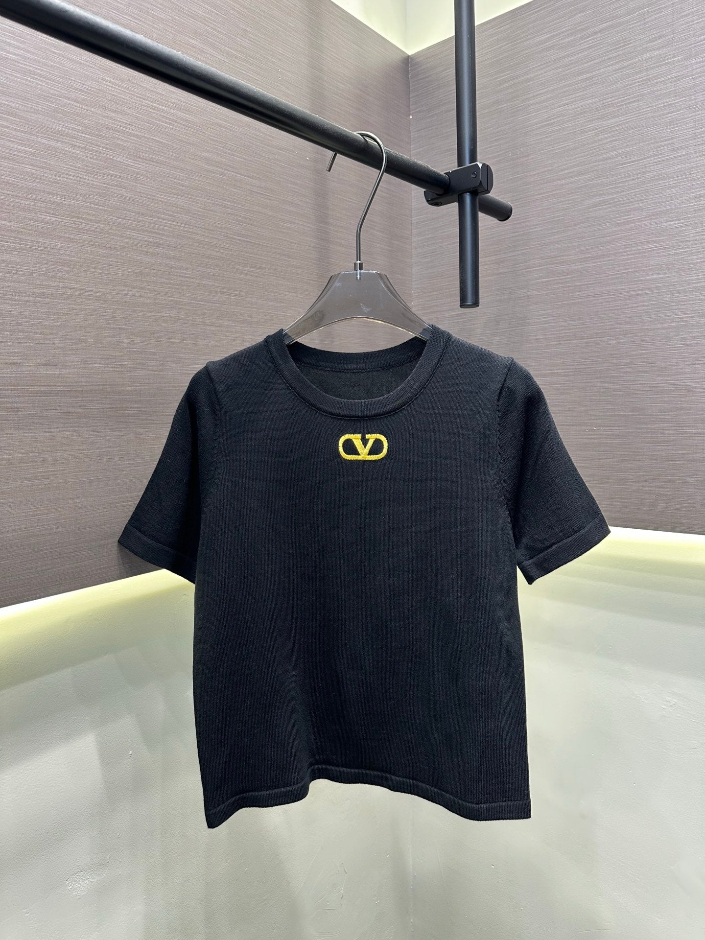 Valentino VLogo Embroidered Knit Short-Sleeve Top