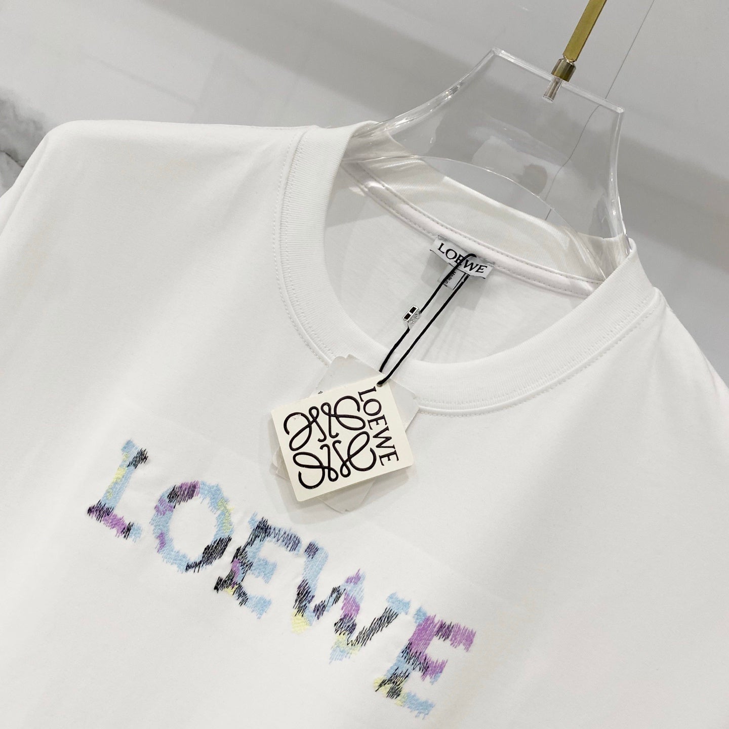 Loewe Rainbow Logo Embroidered Cotton T-Shirt