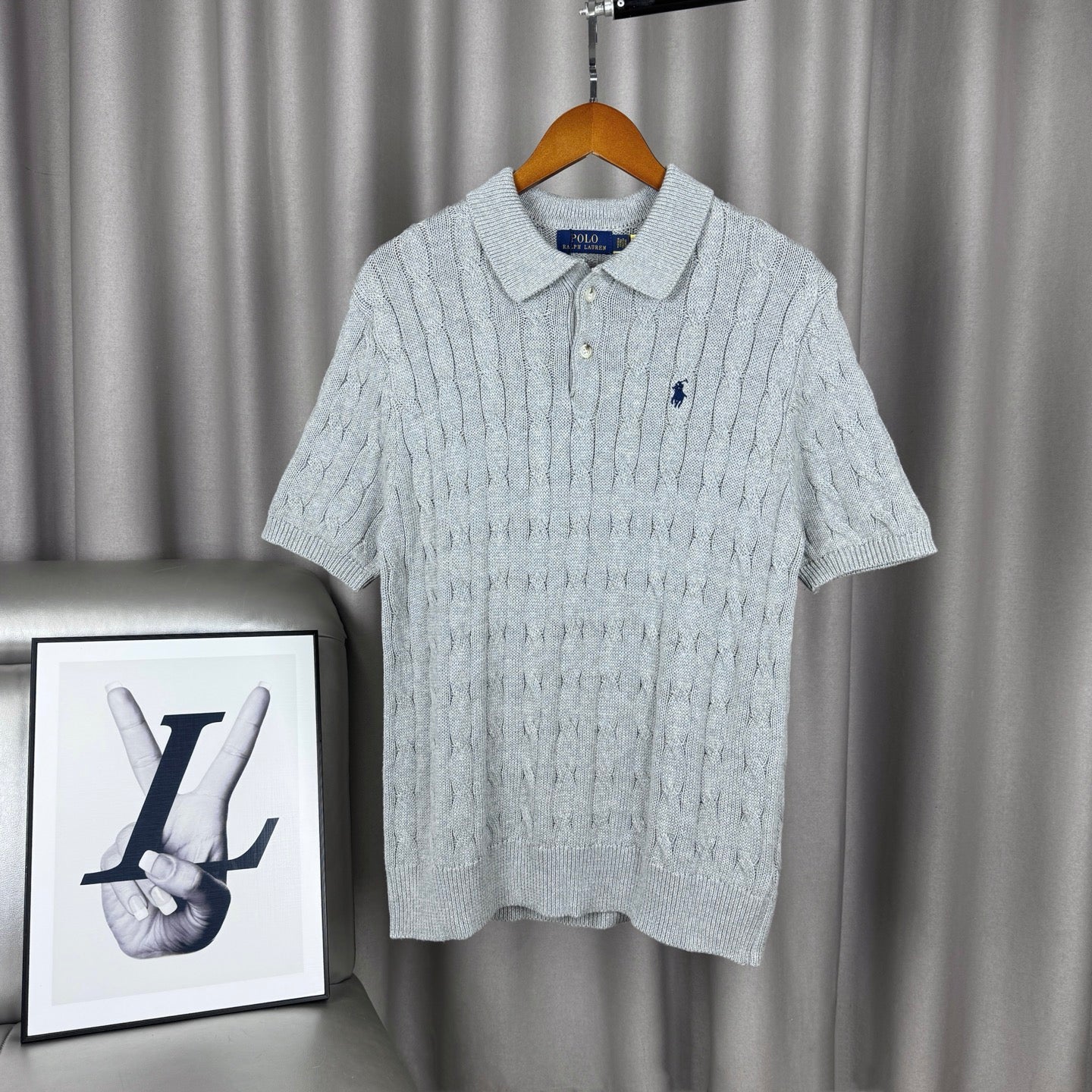 Ralph Lauren Classic Cable Knit Polo Sweater