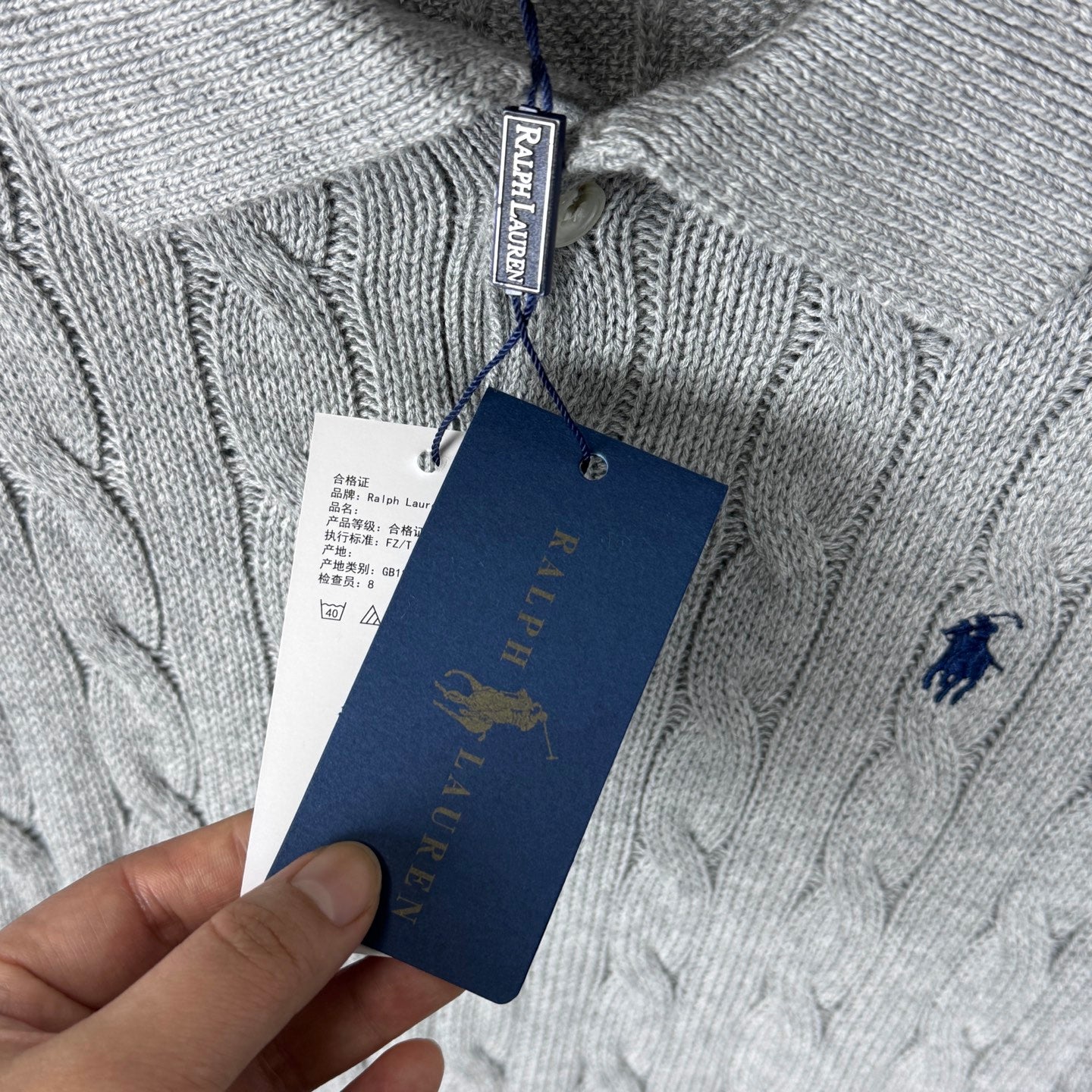 Ralph Lauren Classic Cable Knit Polo Sweater