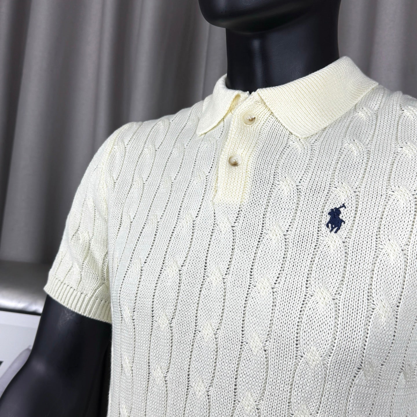Ralph Lauren Classic Cable Knit Polo Sweater