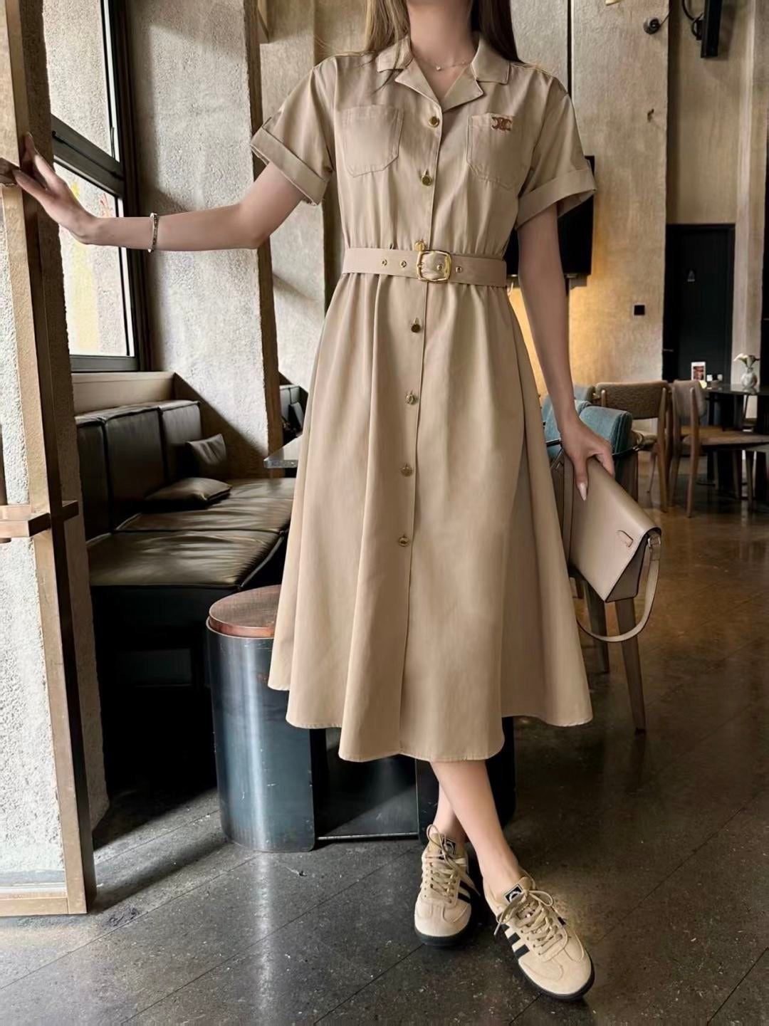 Celine Triomphe Embroidery Double Pocket Dress – Spring/Summer Collection