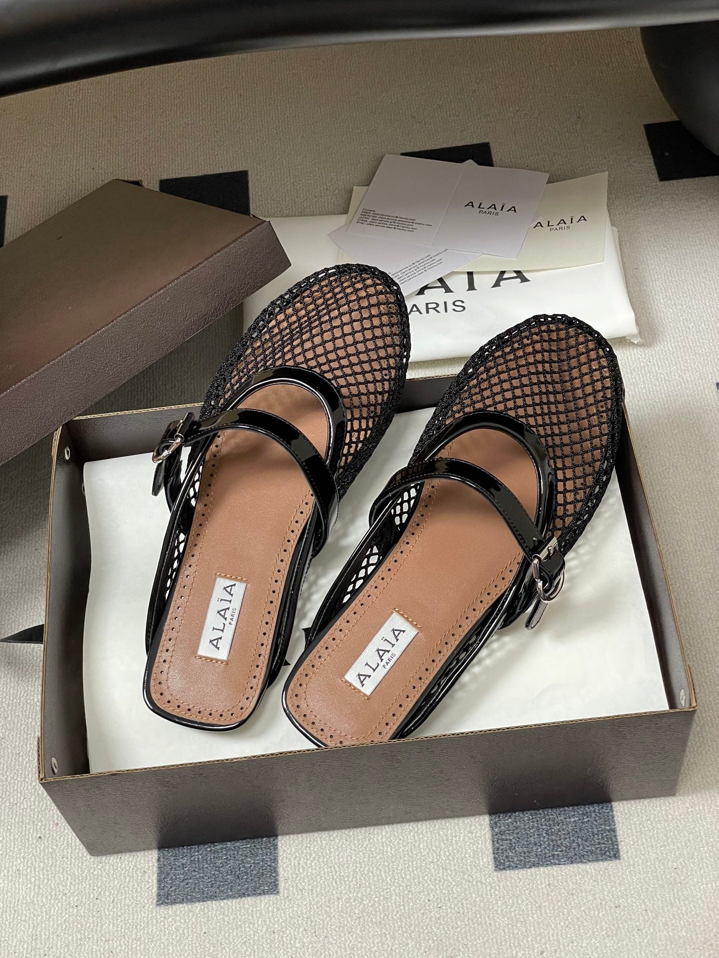 Alaïa Crystal Fishnet Ballet Mules – Spring/Summer Collection – 2026SS