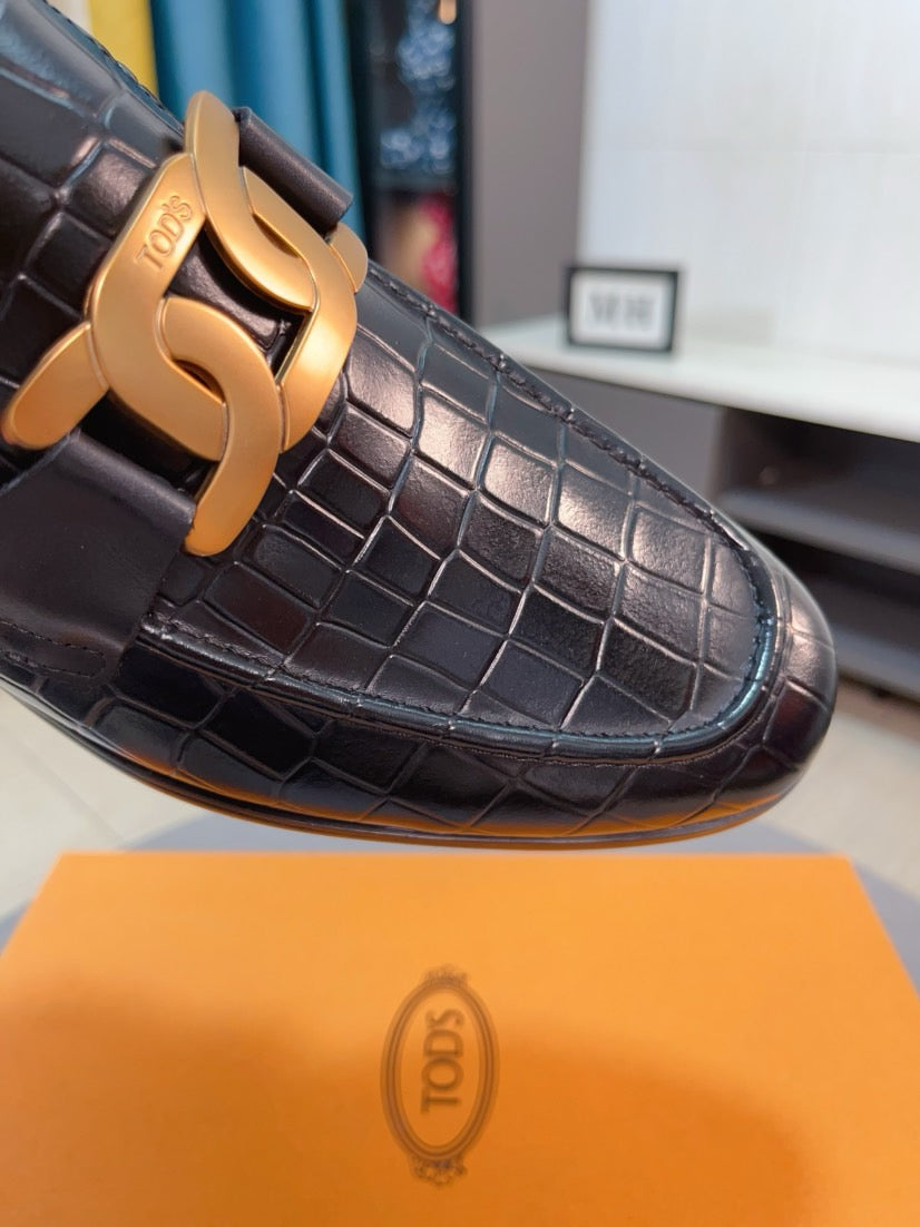 Tod's Embossed Leather Casual Loafers