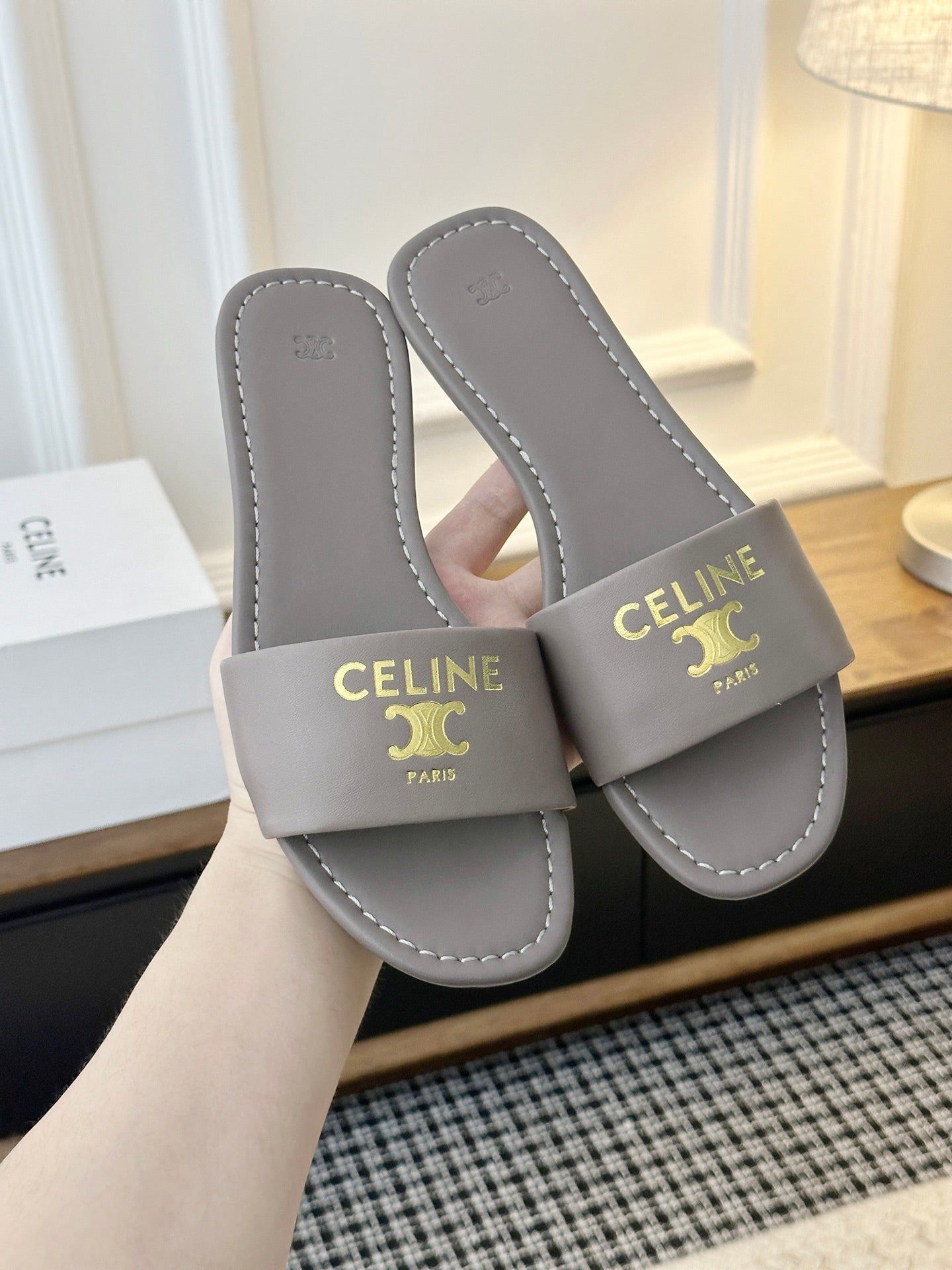 Celine Minimalist Triomphe Flat Sandals – Summer Collection