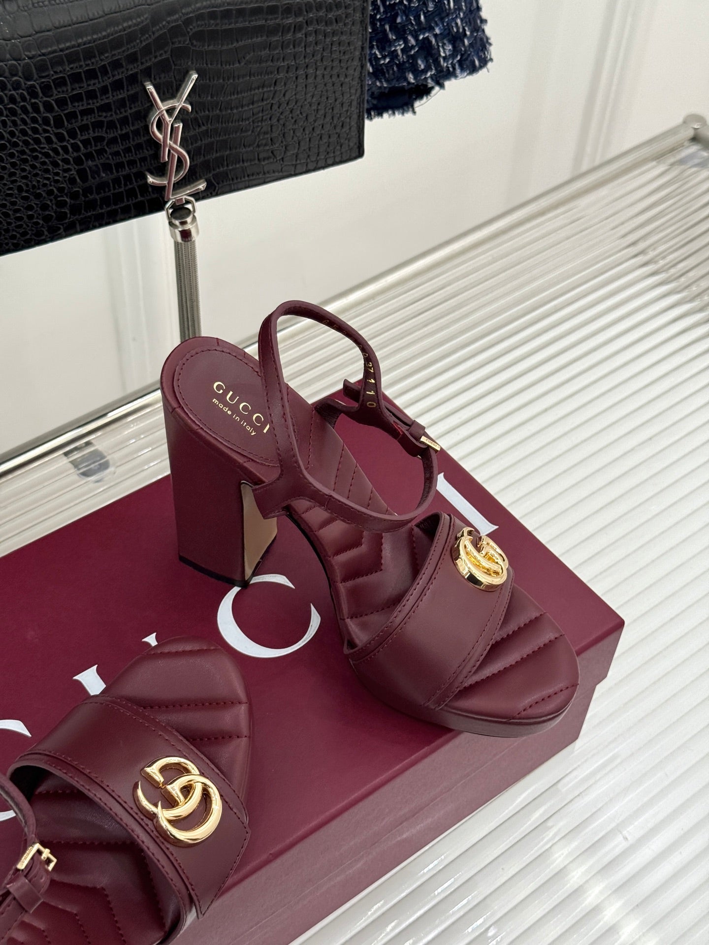 Gucci Metal Double G Platform Heeled Sandals – 26WF