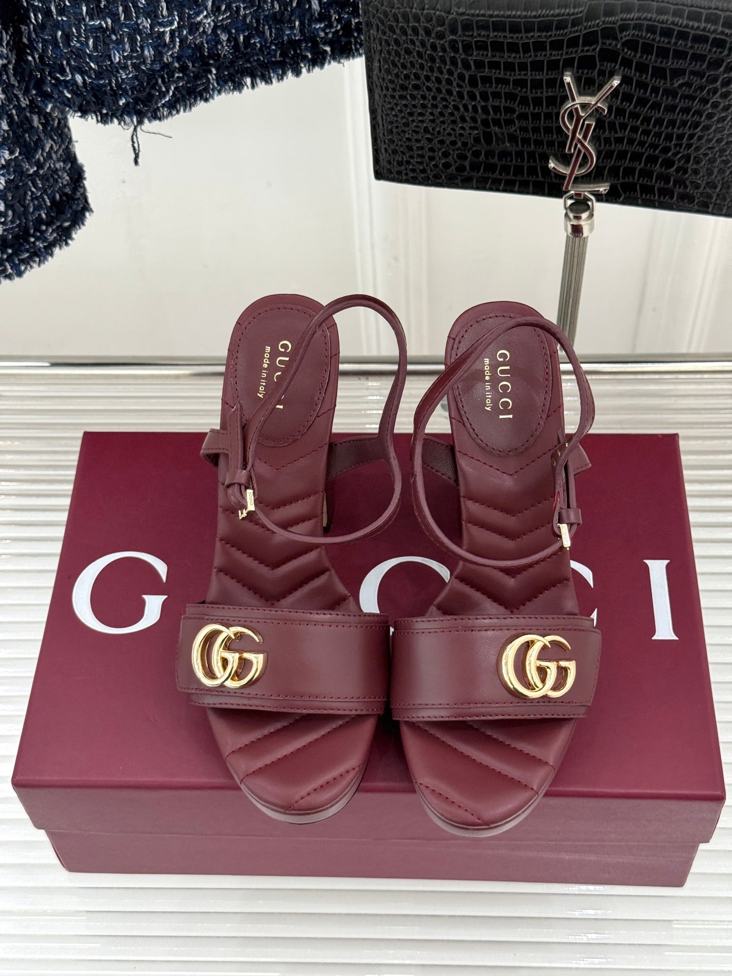Gucci Metal Double G Platform Heeled Sandals – 26WF