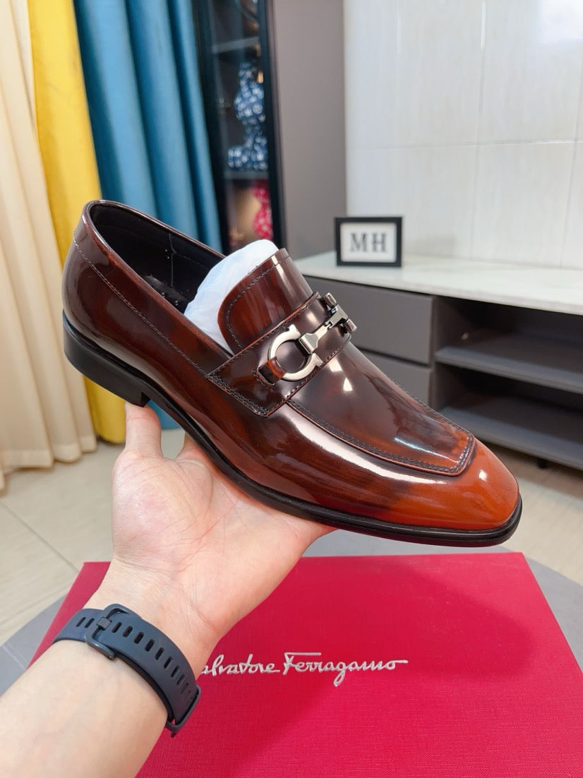 Ferragamo Leather Business Slip-On Loafers
