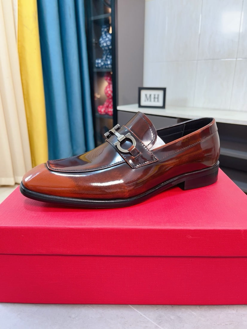 Ferragamo Leather Business Slip-On Loafers
